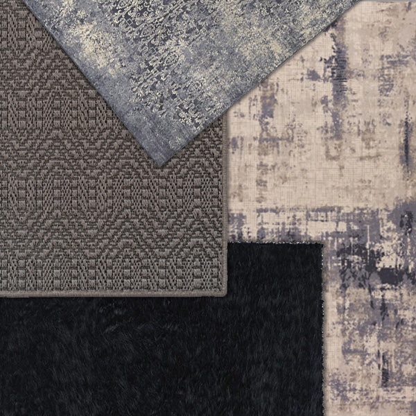 machine made rugs layered