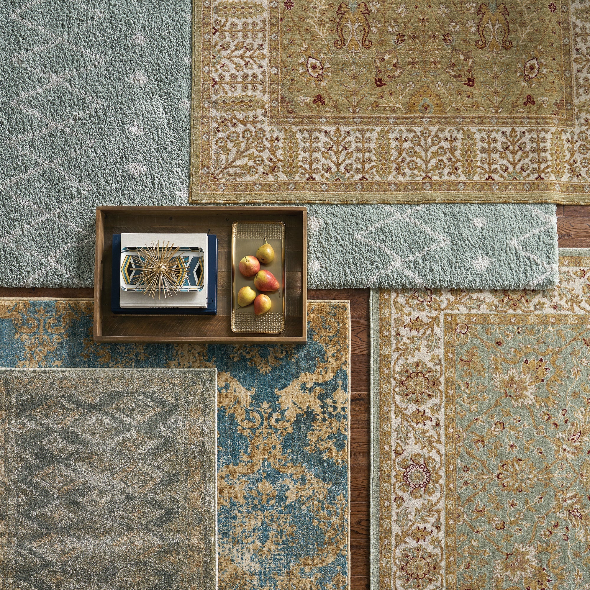 machine made rugs layered image