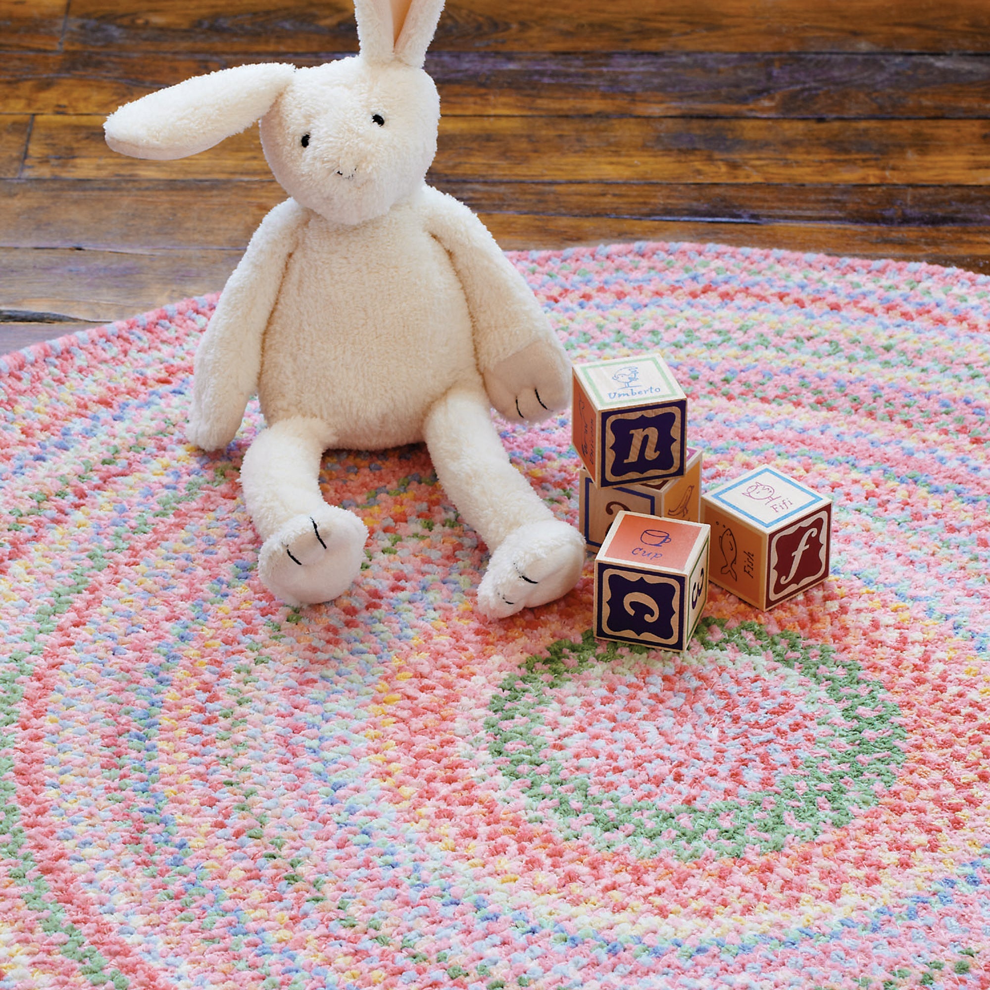 pastel colors rug with bunny