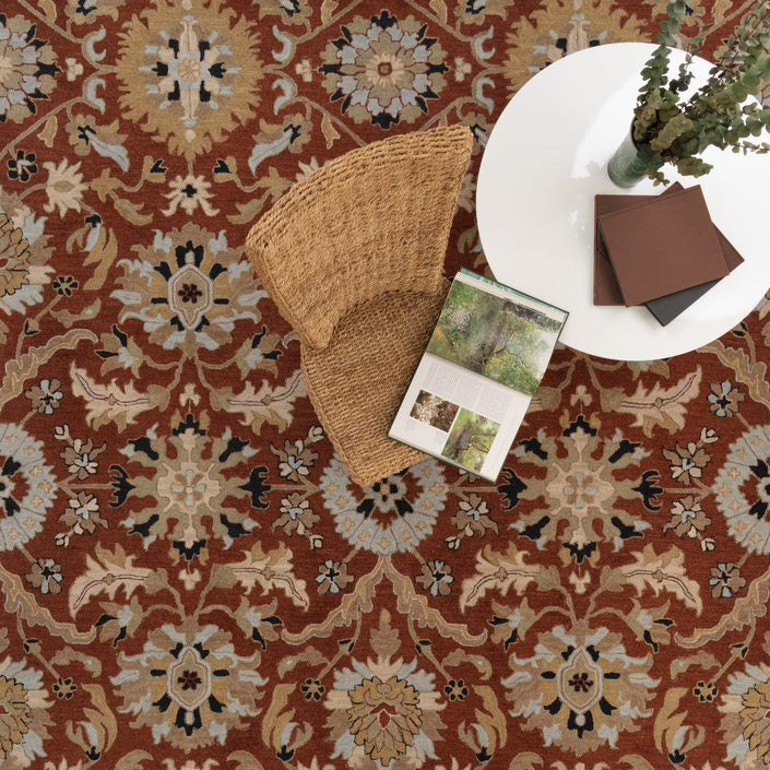 terra cotta colored rug in living room