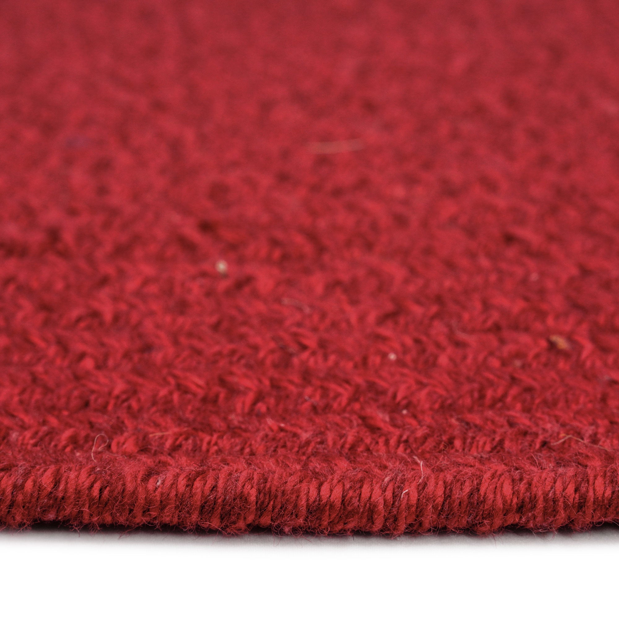 Heathered Scarlet Red Solid Braided Rug Rectangle Cross Section image