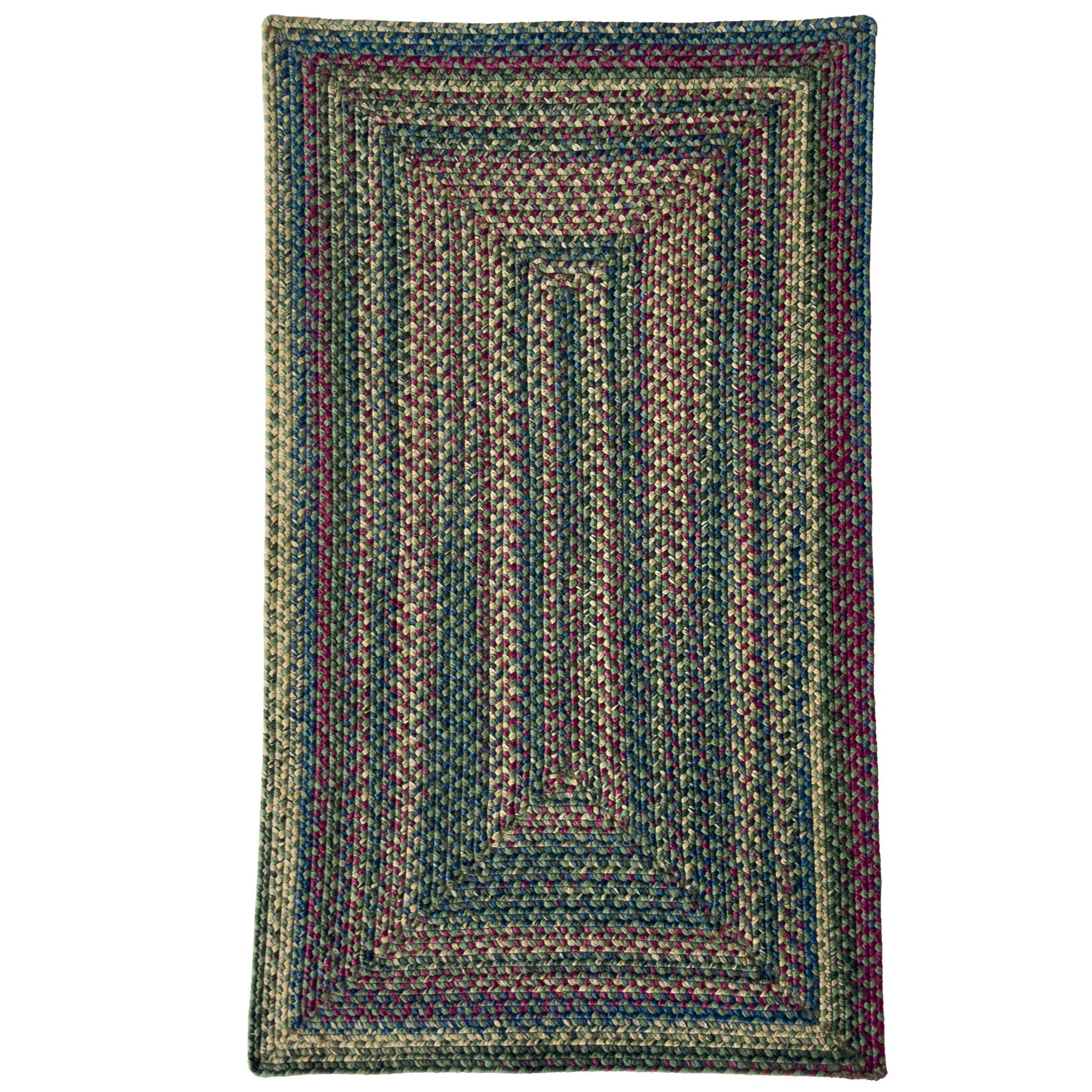 Beachwood Green Multi Braided Rug Concentric Rectangle image