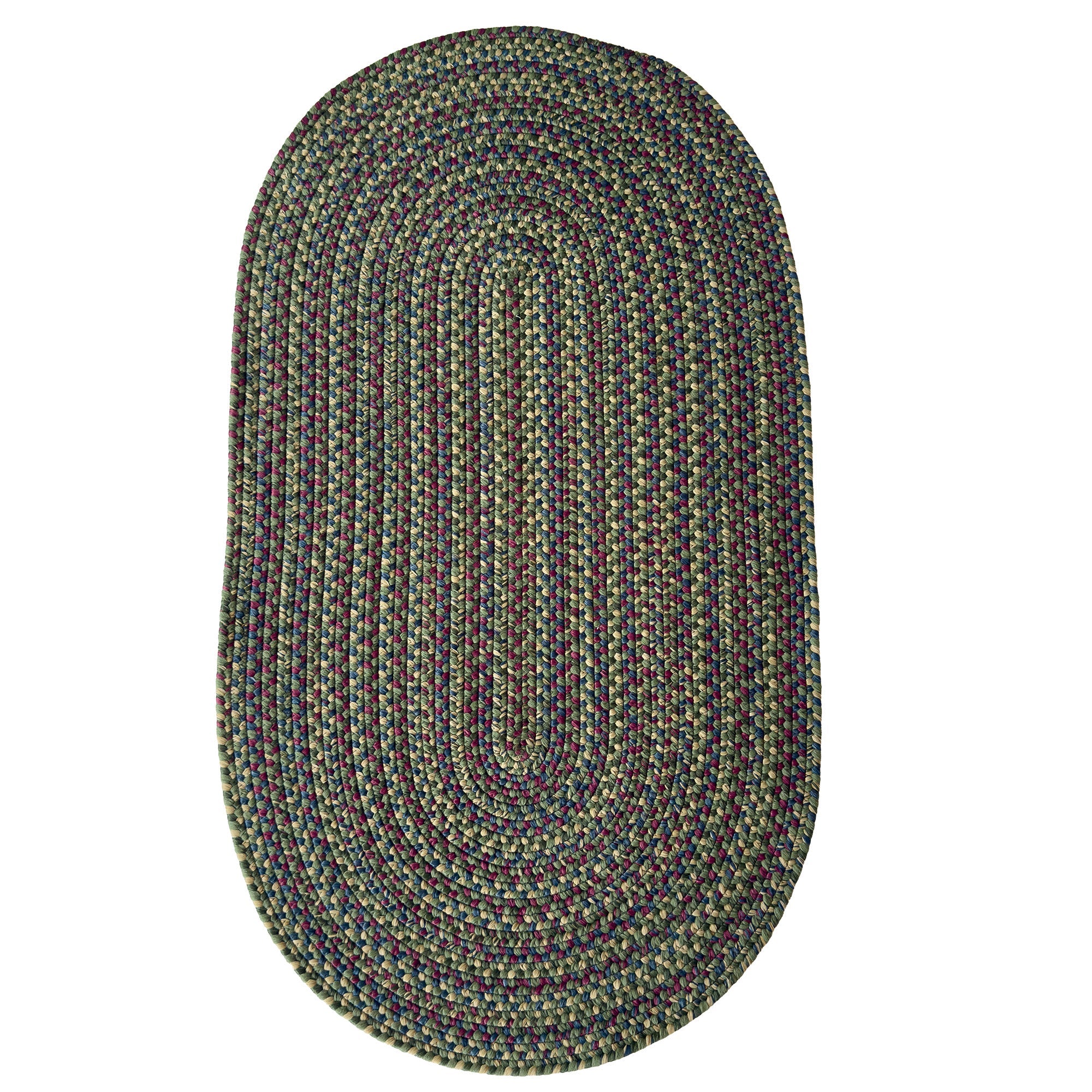 Beachwood Green Multi Braided Rug Oval image