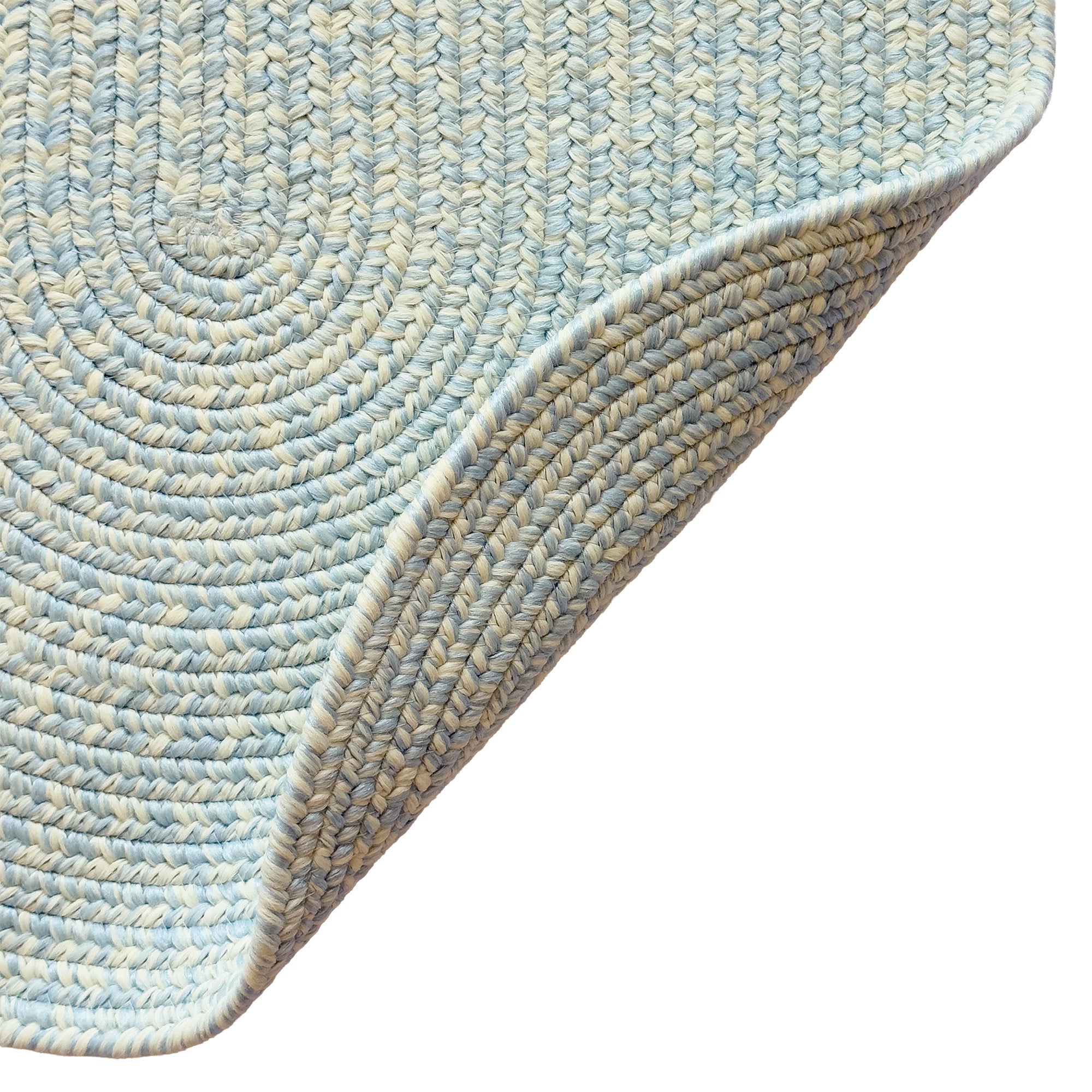 Beach Barn Tweed Baby Blue Braided Rug Oval image