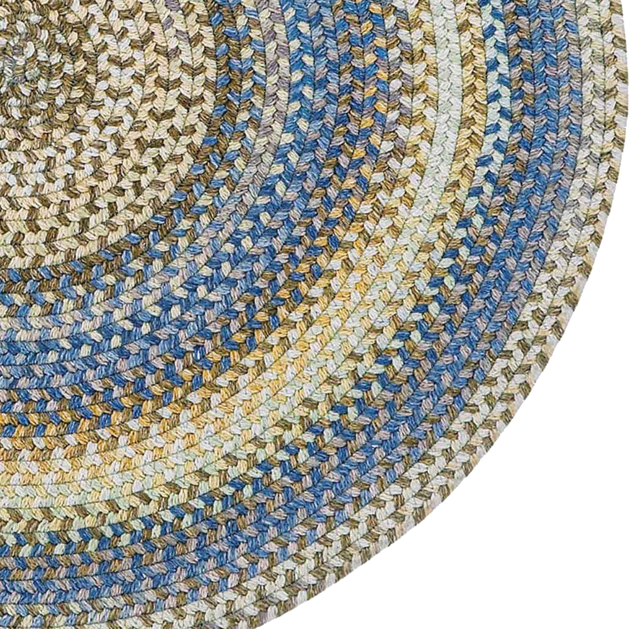 American Legacy Natural Blue Braided Rug Round image