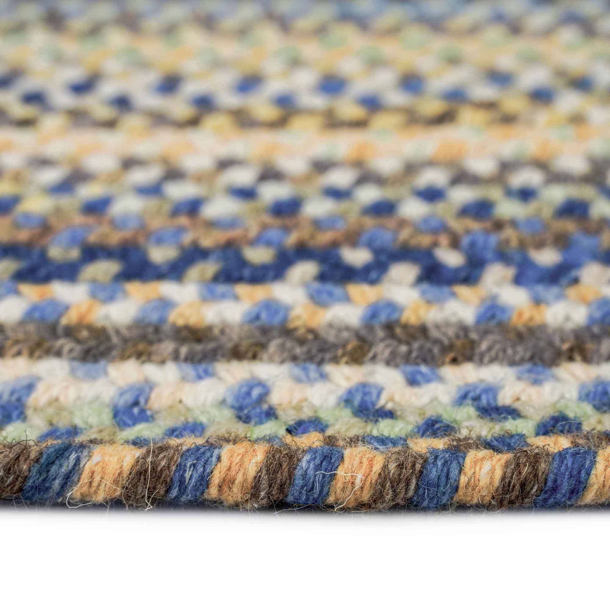 American Legacy Natural Blue Braided Rug Round image
