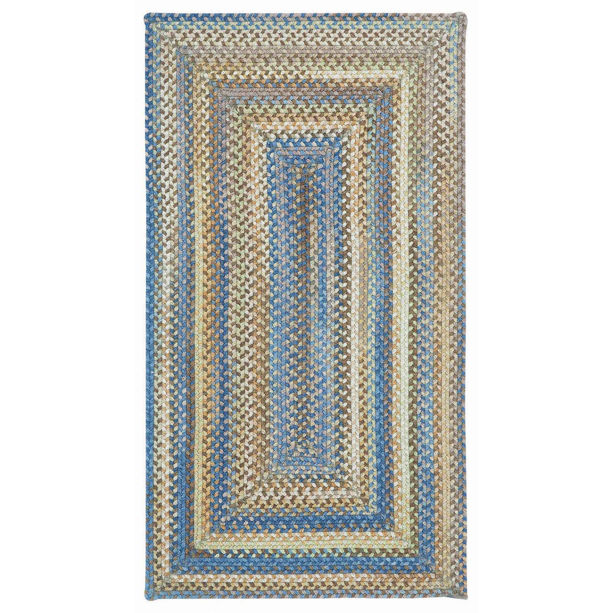 American Legacy Natural Blue Braided Rug Concentric Rectangle image