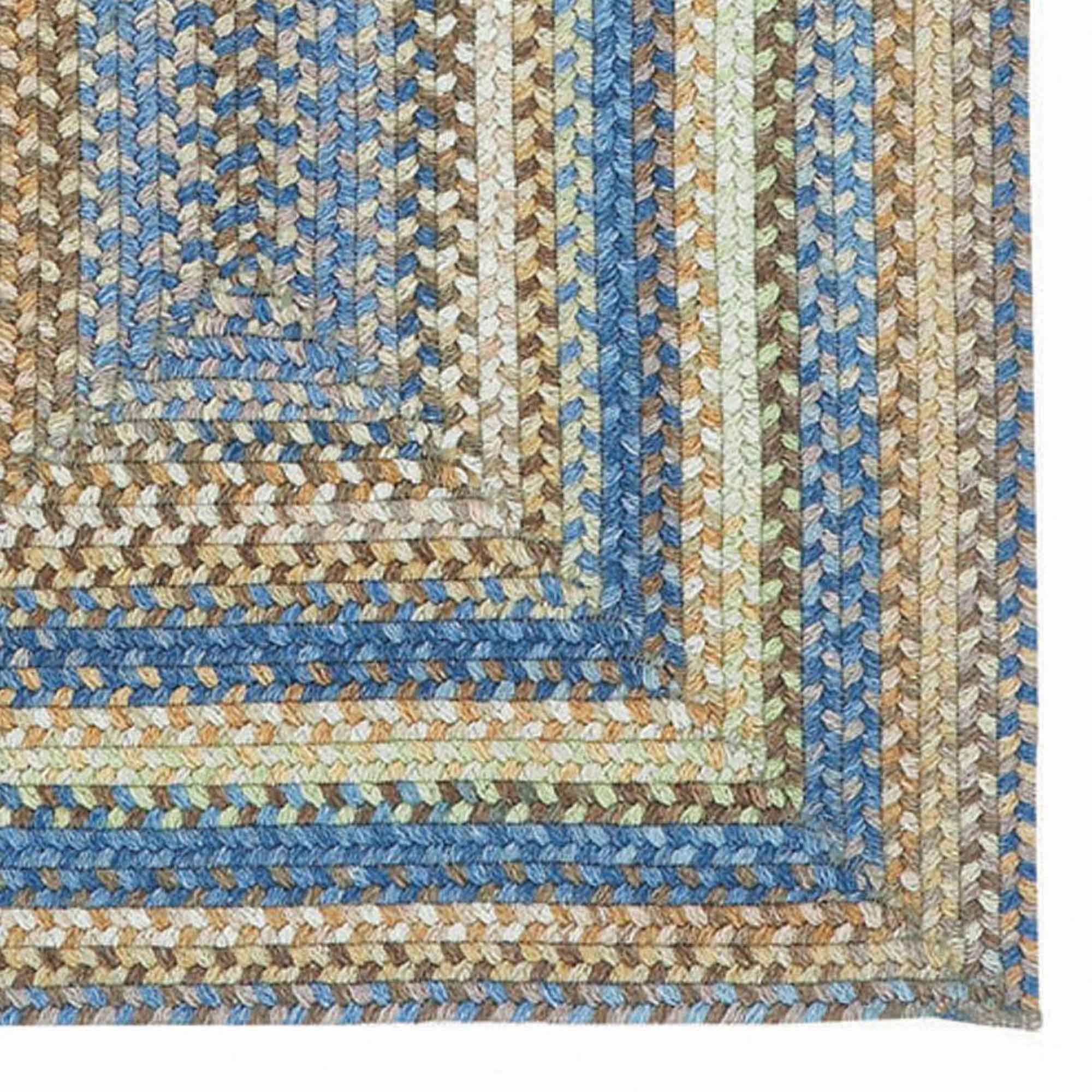 American Legacy Natural Blue Braided Rug Concentric Rectangle image