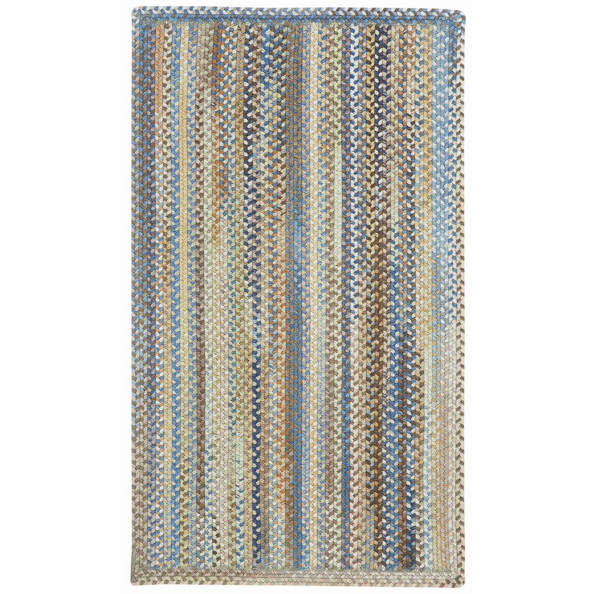 American Legacy Natural Blue Braided Rug Vertical Stripe Rectangle image