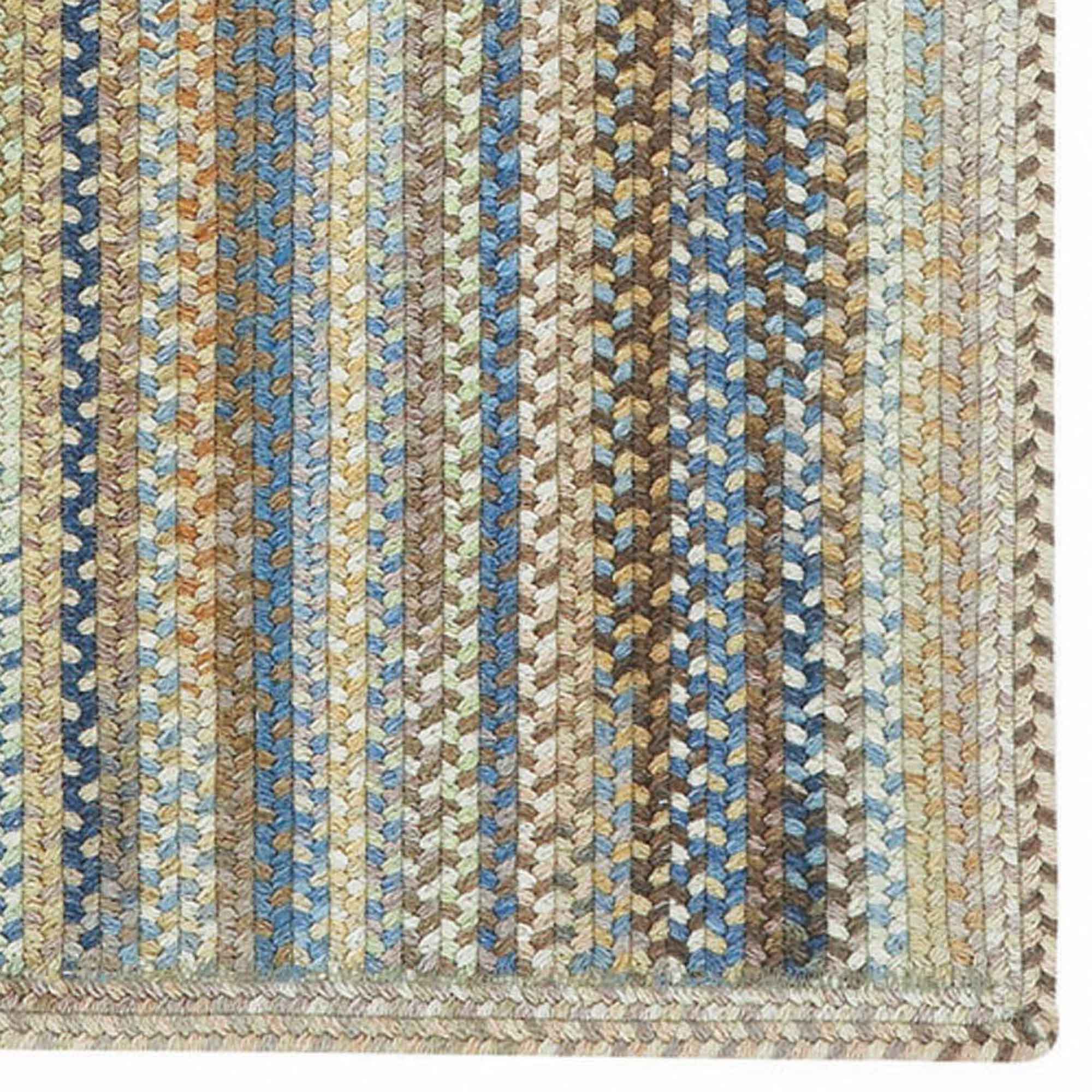 American Legacy Natural Blue Braided Rug Vertical Stripe Rectangle image