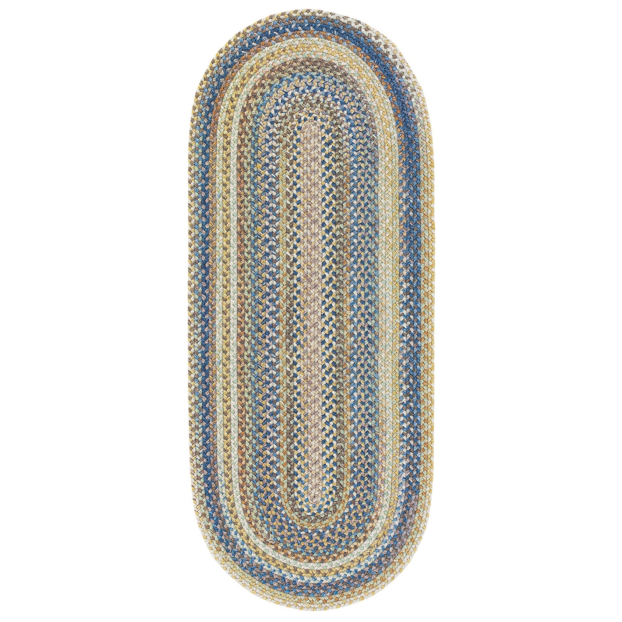 American Legacy Natural Blue Braided Rug Oval image