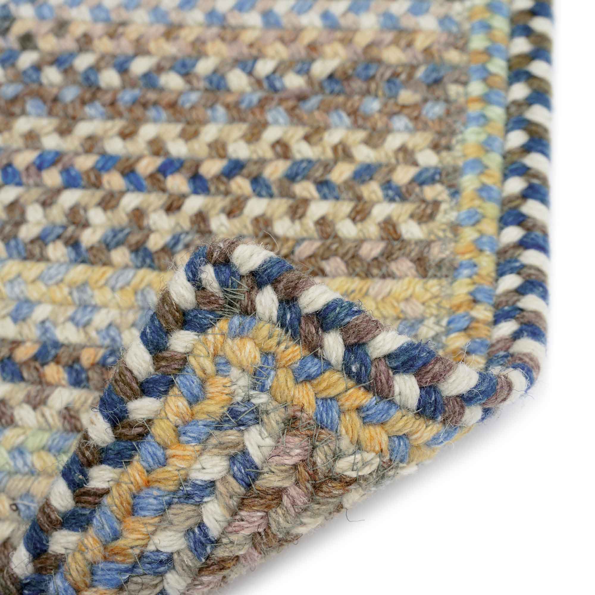 American Legacy Natural Blue Braided Rug Cross Sewn Rectangle image