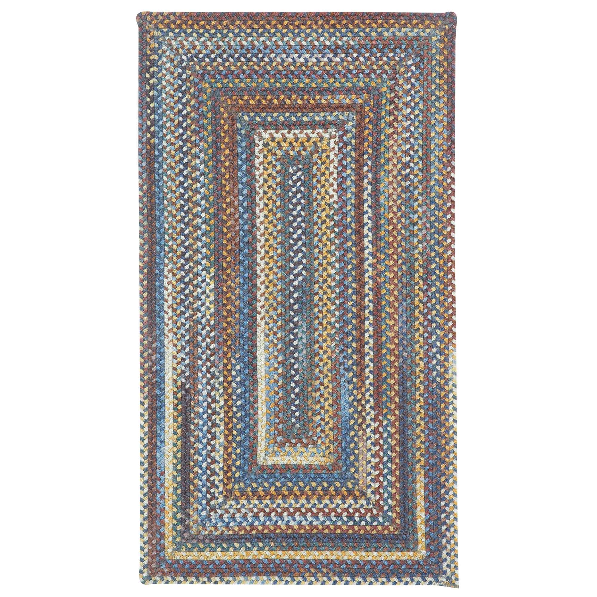 American Legacy Slate Blue Braided Rug Concentric Rectangle image