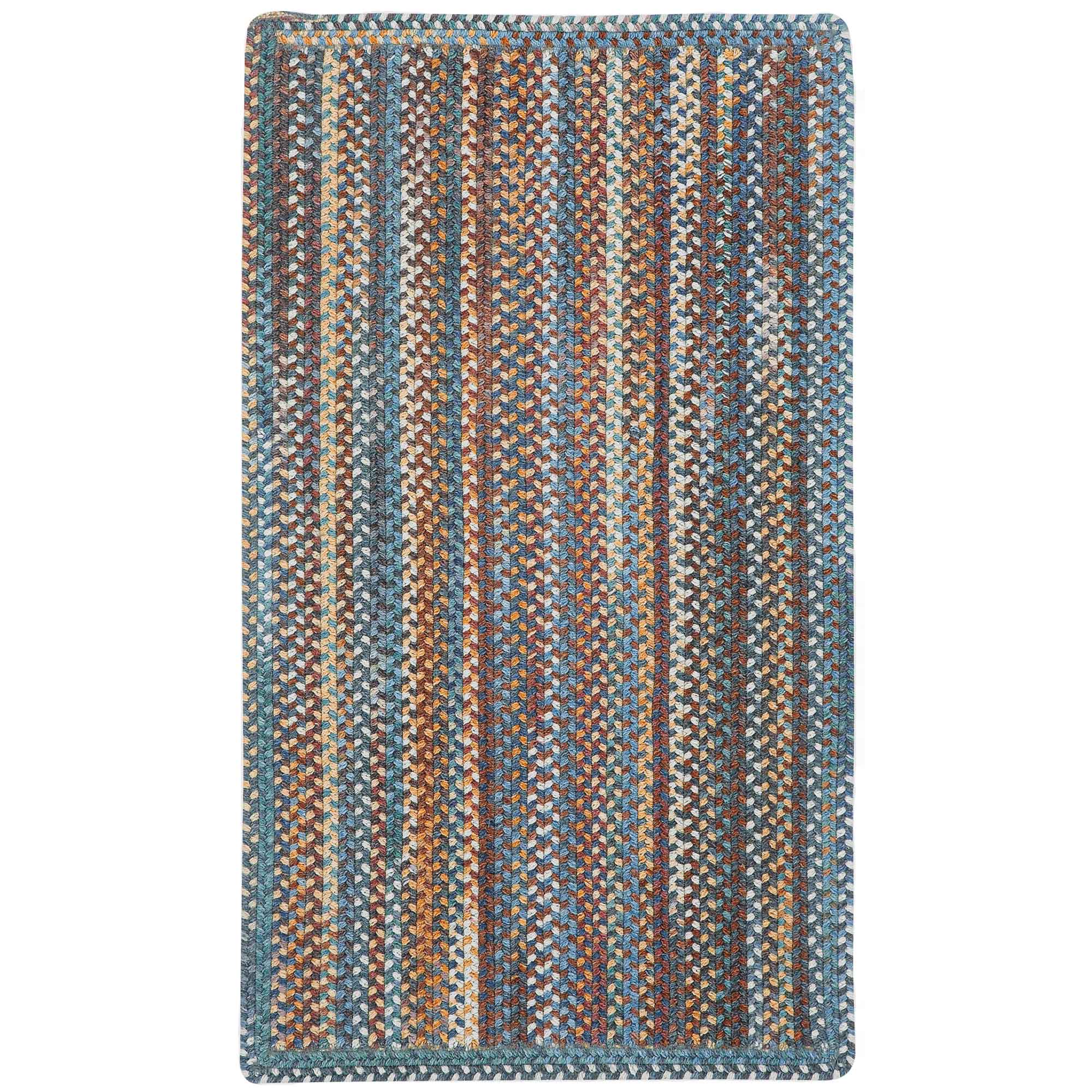 American Legacy Slate Blue Braided Rug Vertical Stripe Rectangle image