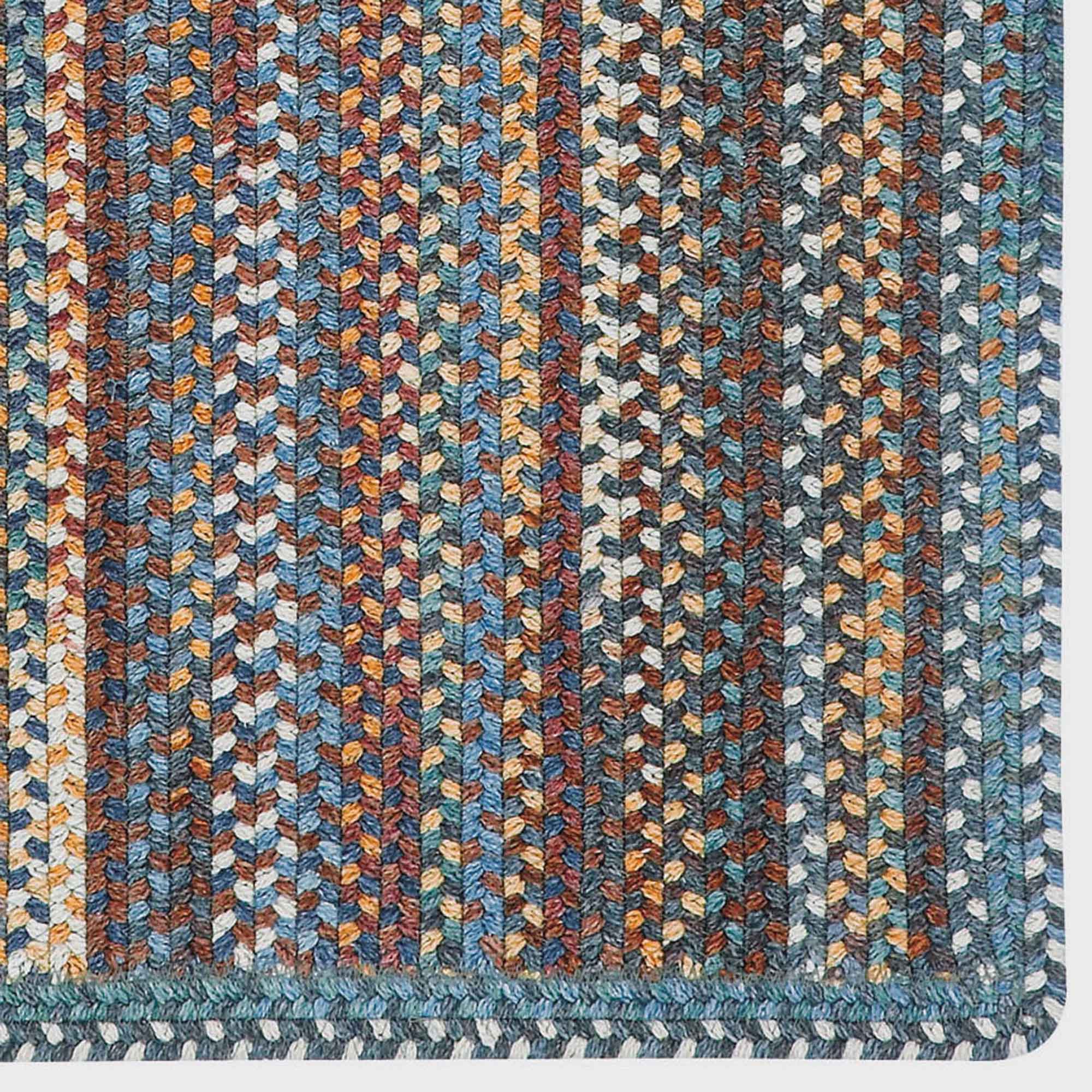 American Legacy Slate Blue Braided Rug Vertical Stripe Rectangle image