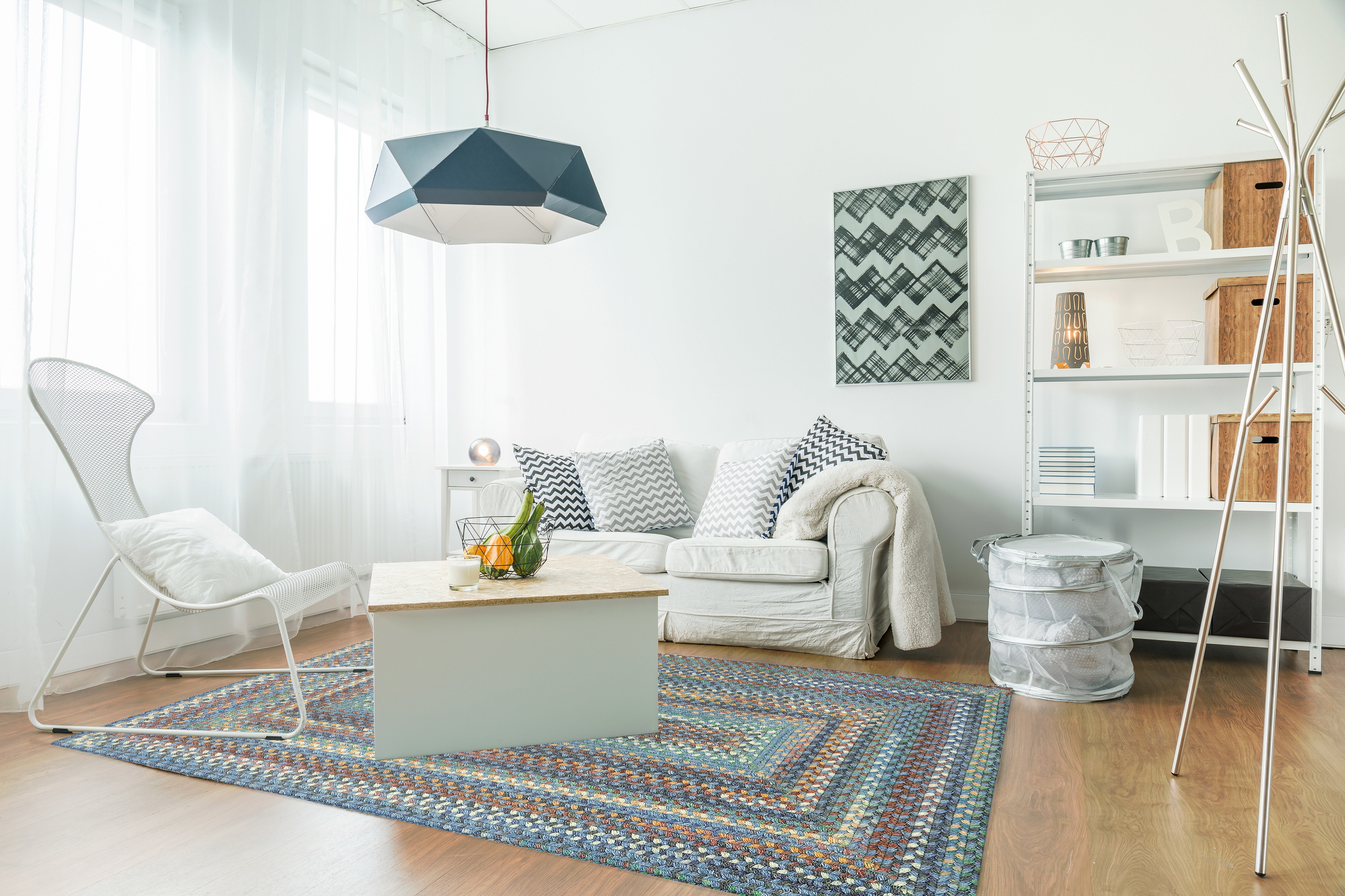 American Classic Legacy Blue Braided Rug Concentric Rectangle image