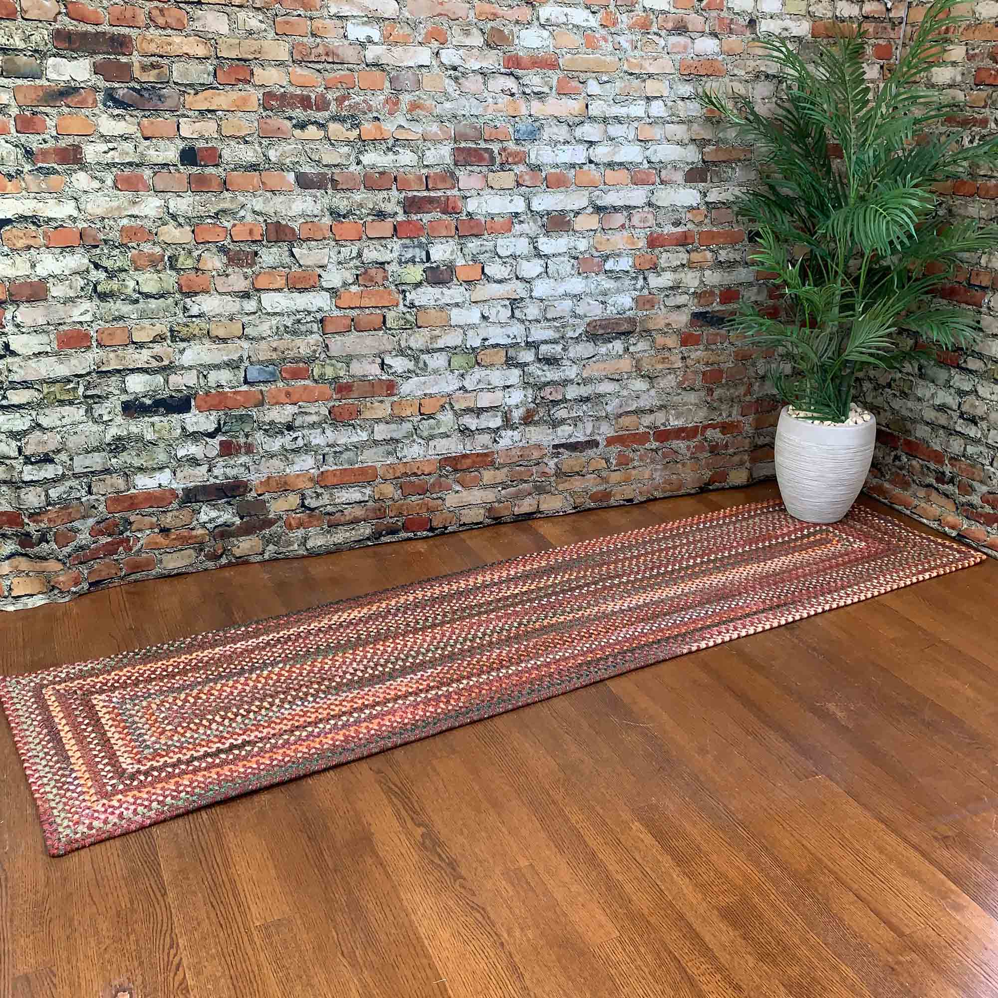 American Classic Red Braided Rug Concentric Rectangle image