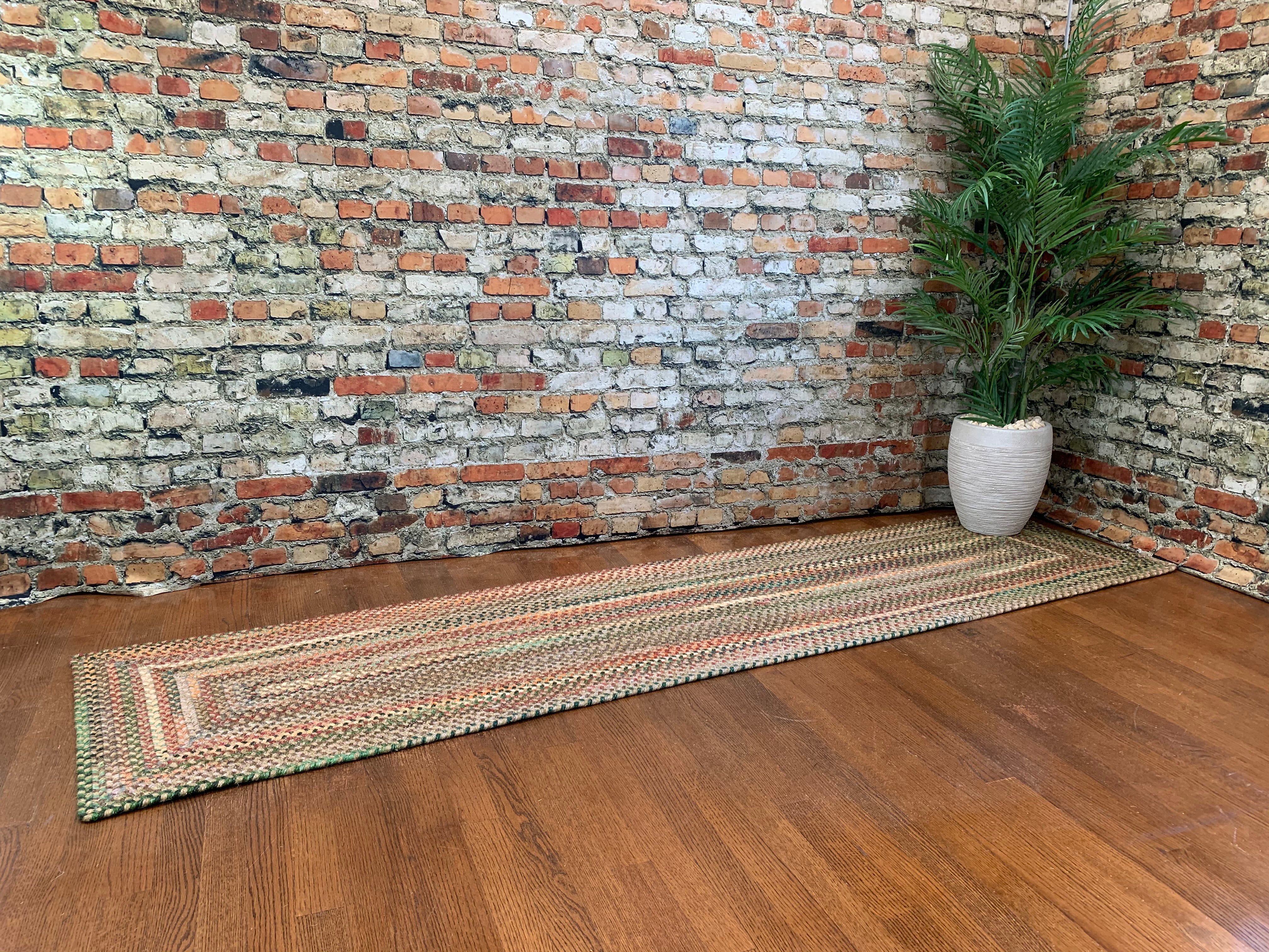 American Classic Tan Multi Braided Rug Concentric Rectangle image