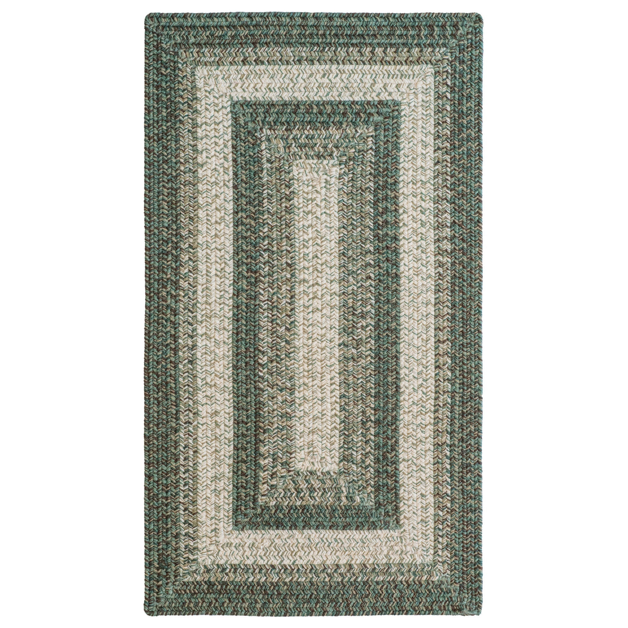 Sturbridge Balsam Green Braided Rug Concentric Rectangle image