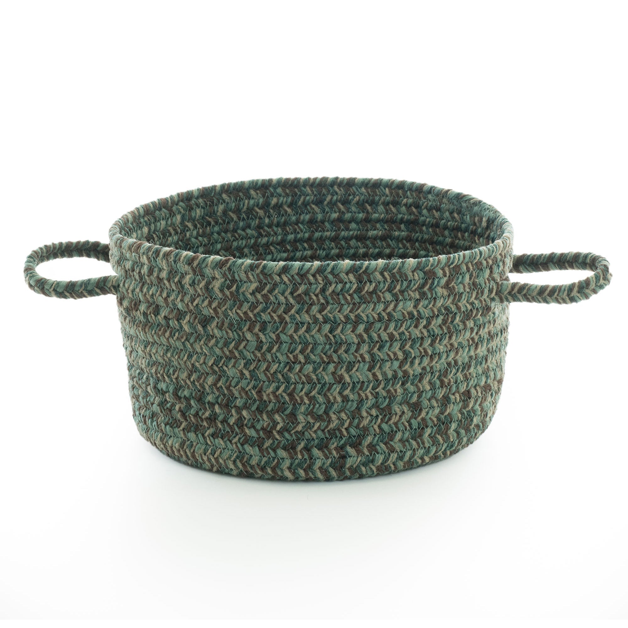 Stockton Dark Green Braided Rug Basket image