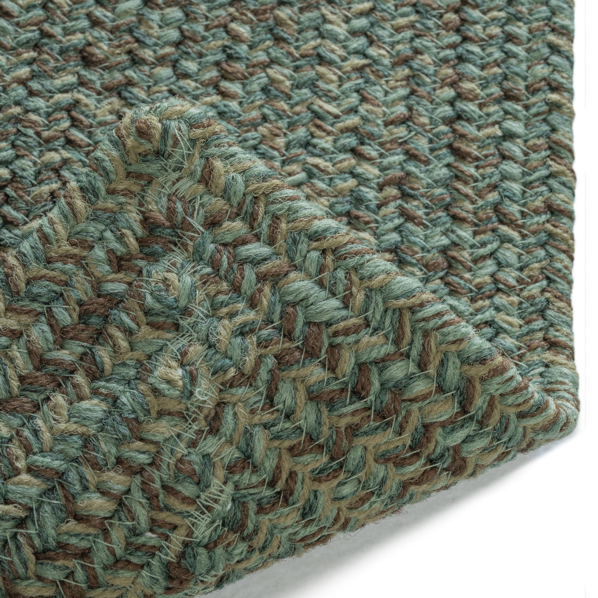 Stockton Dark Green Braided Rug Concentric Rectangle image