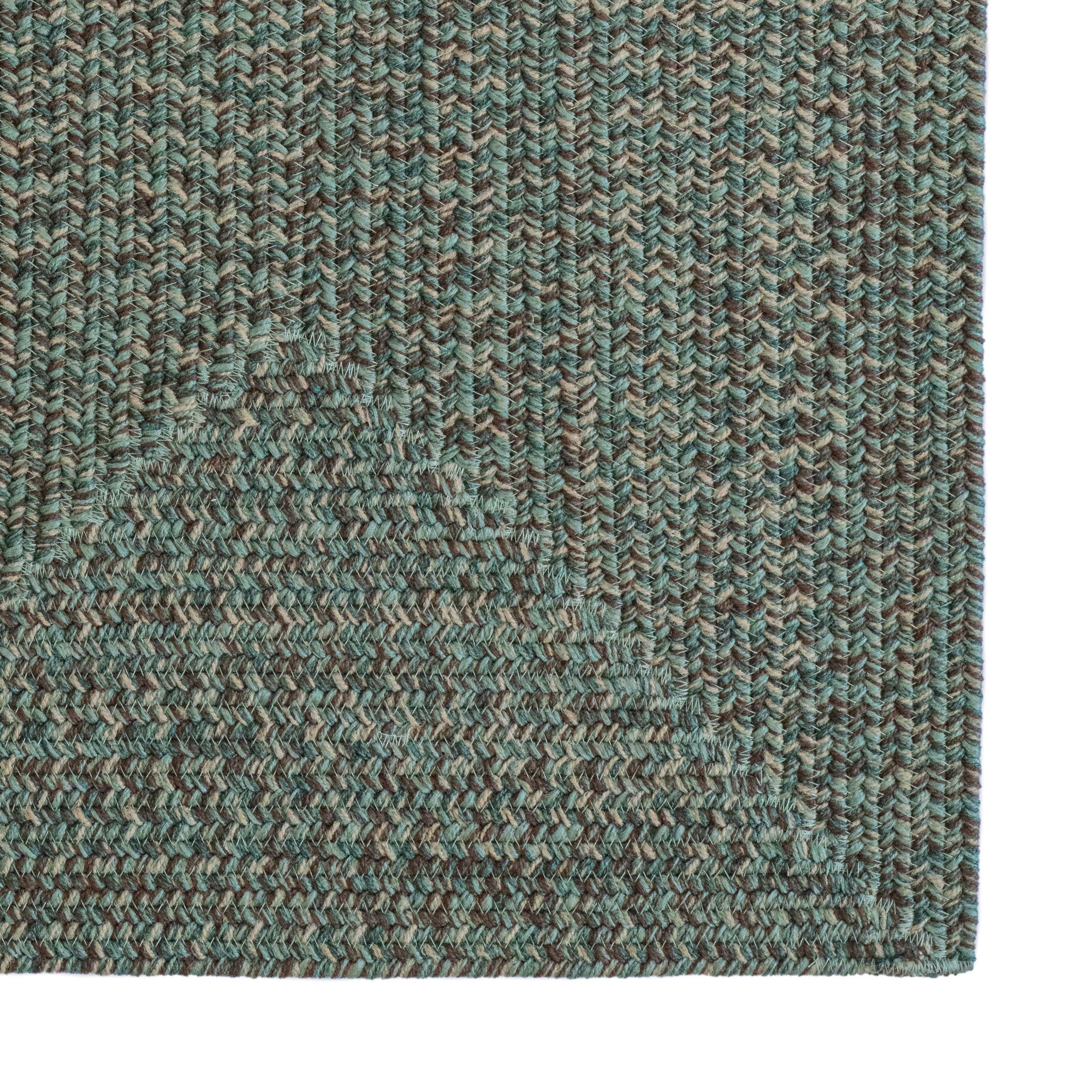 Stockton Dark Green Braided Rug Concentric Rectangle image