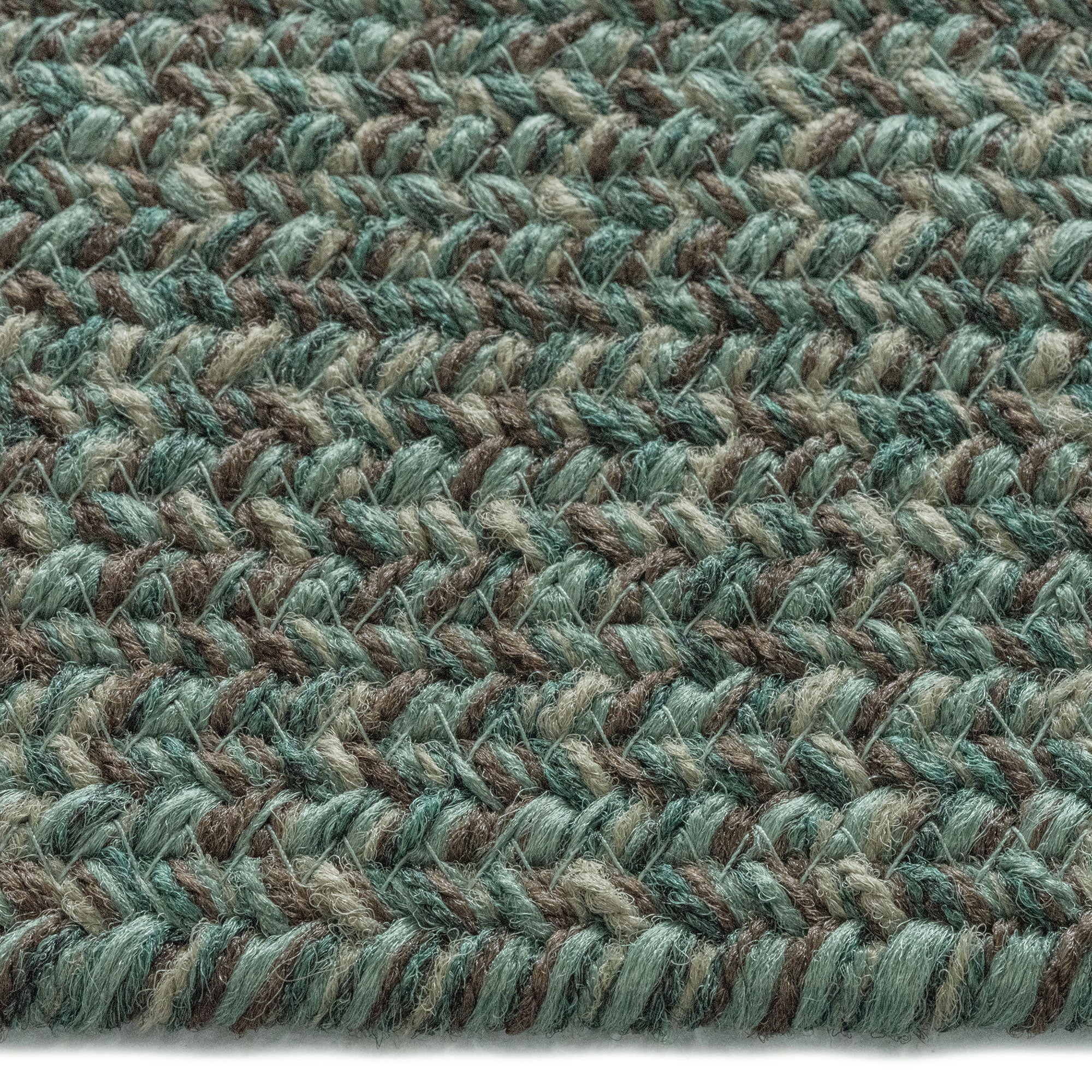 Stockton Dark Green Braided Rug Concentric Rectangle image