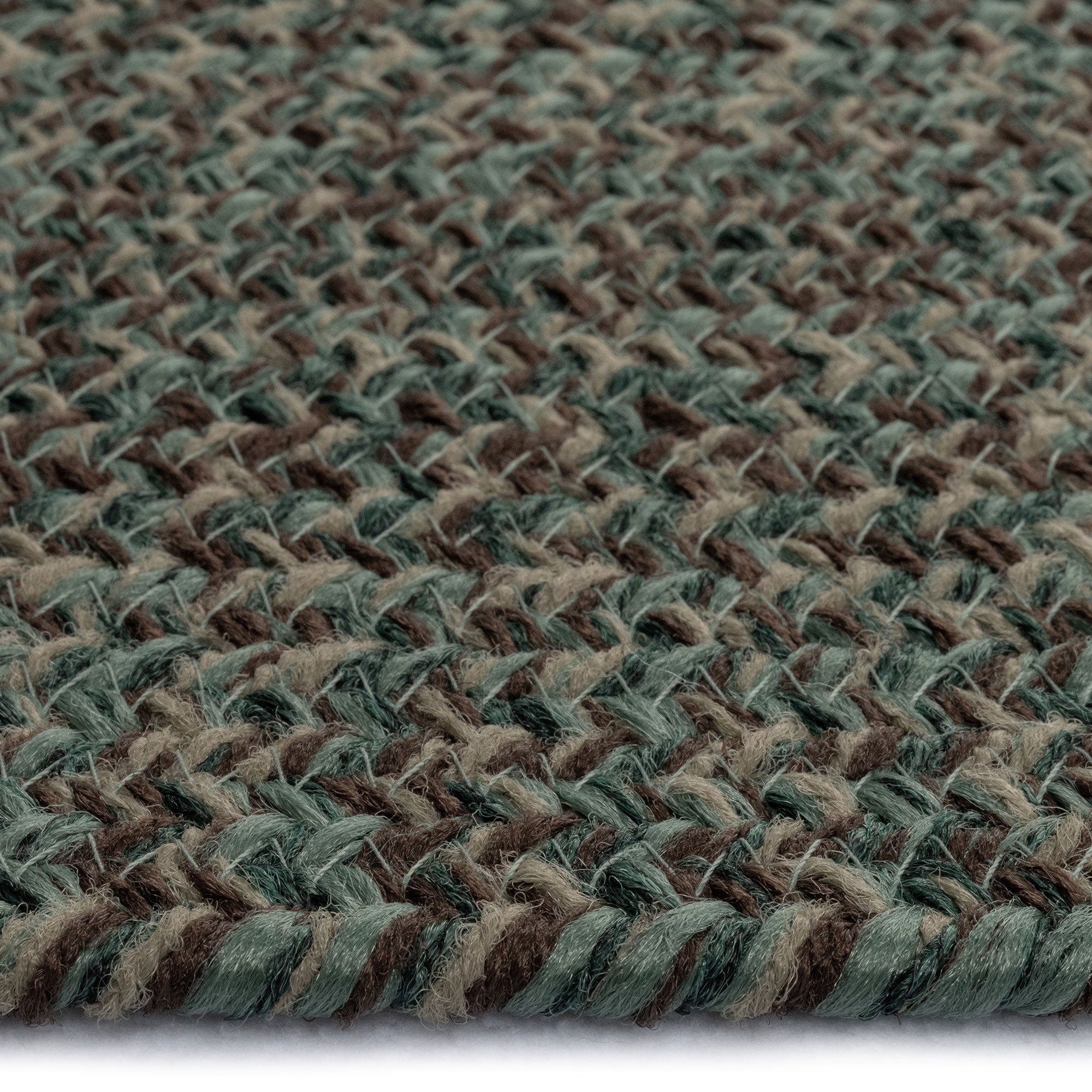 Stockton Dark Green Braided Rug Oval image