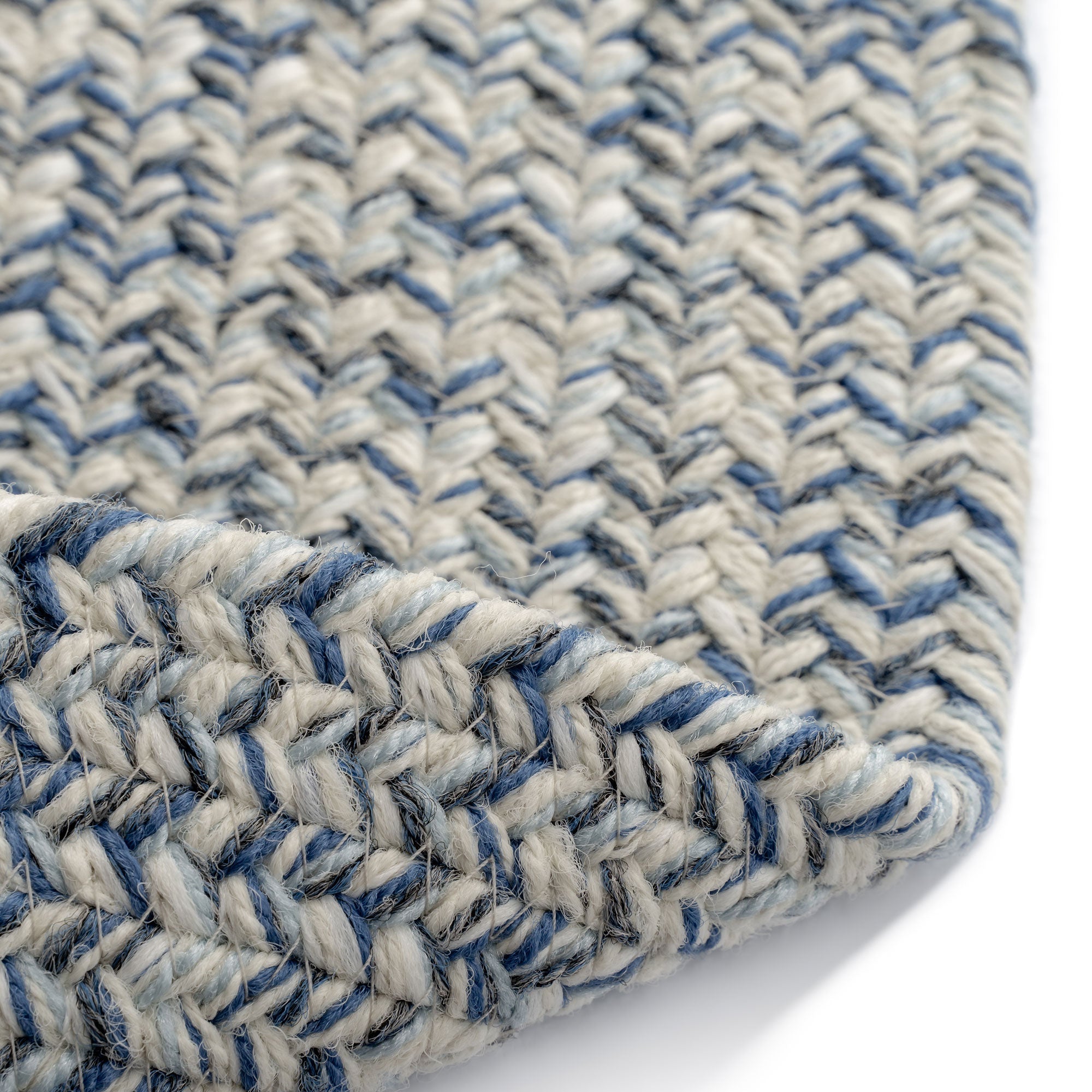 Stockton Light Blue Braided Rug Round image