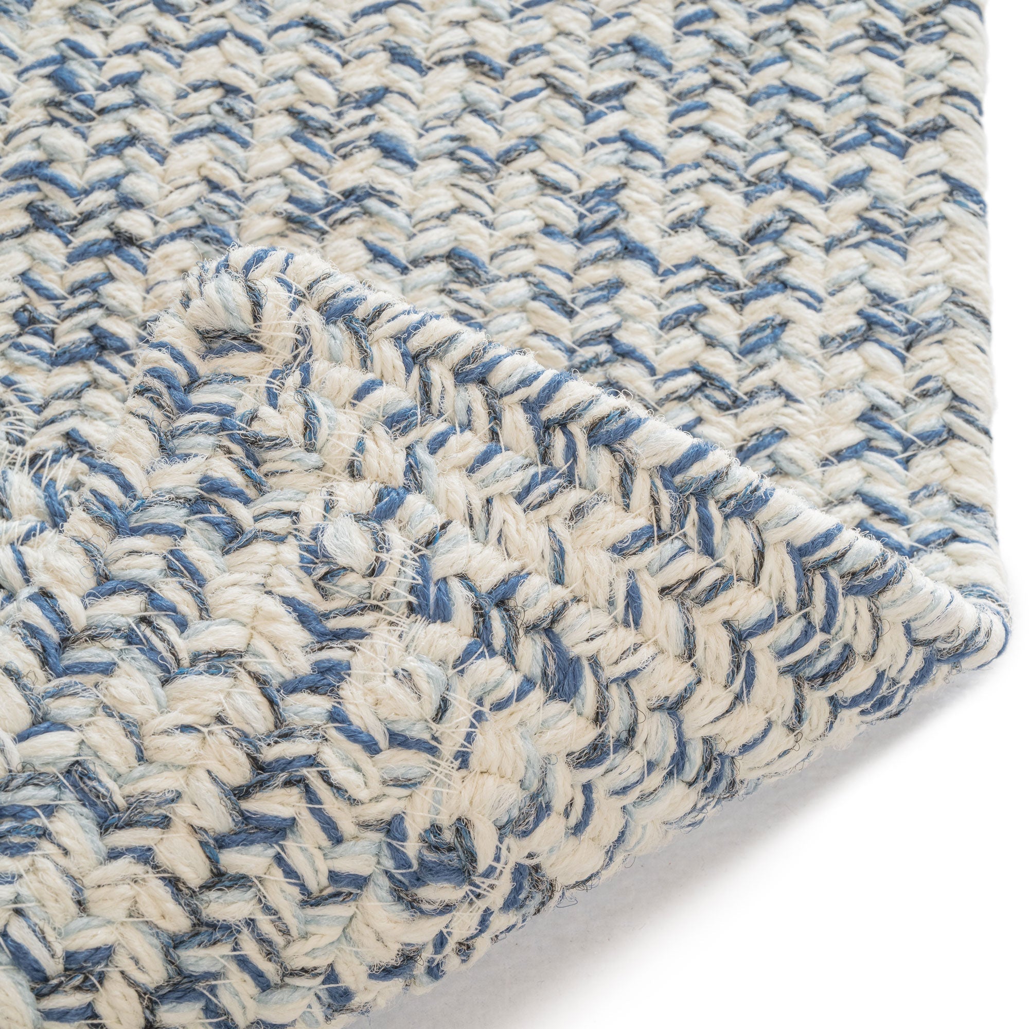Stockton Light Blue Braided Rug Concentric Rectangle image