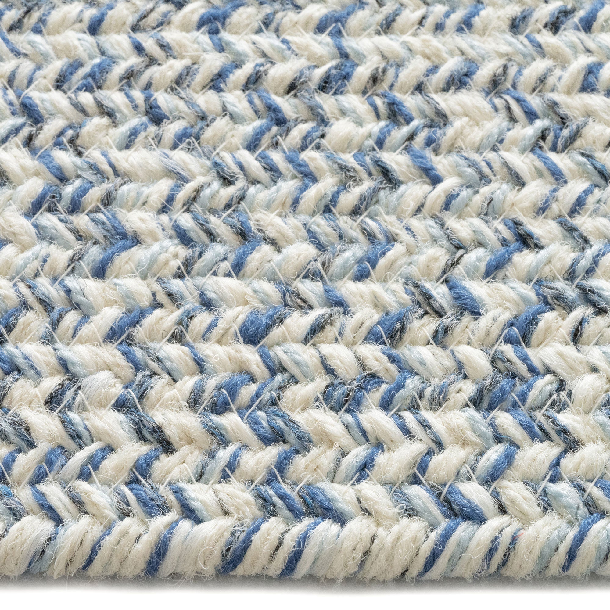 Stockton Light Blue Braided Rug Concentric Rectangle image