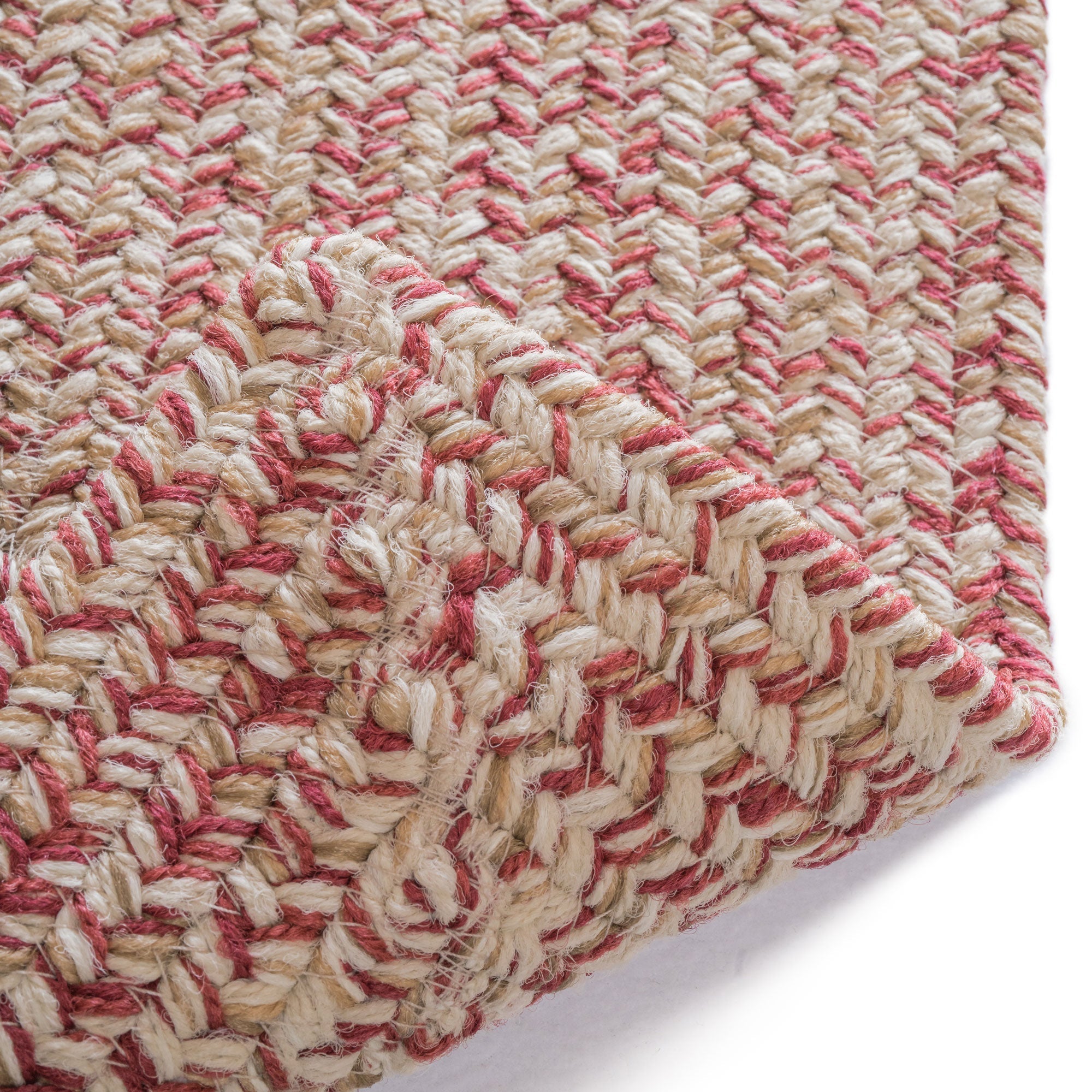 Stockton Light Red Braided Rug Concentric Rectangle image