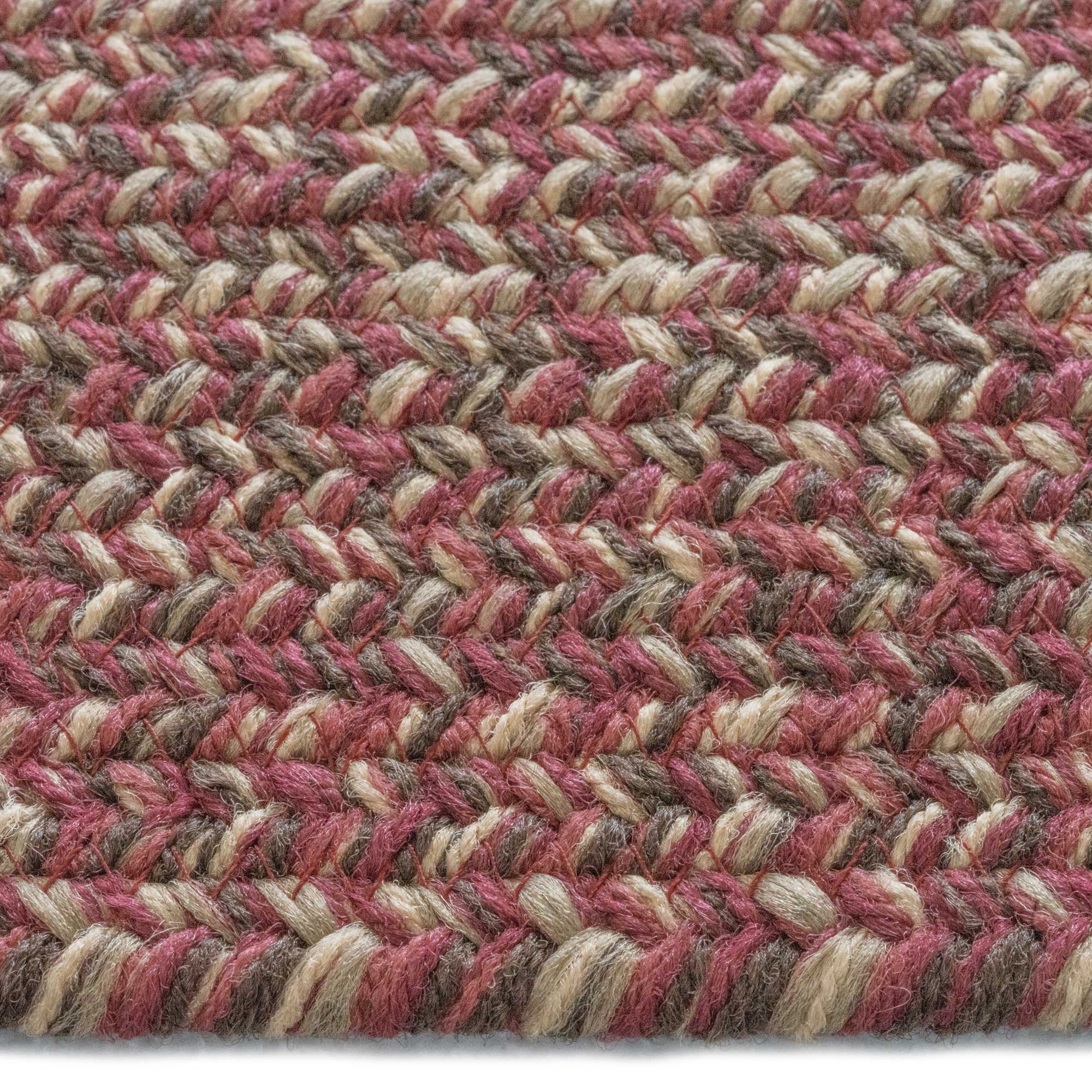 Stockton Dark Red Braided Rug Concentric Rectangle image