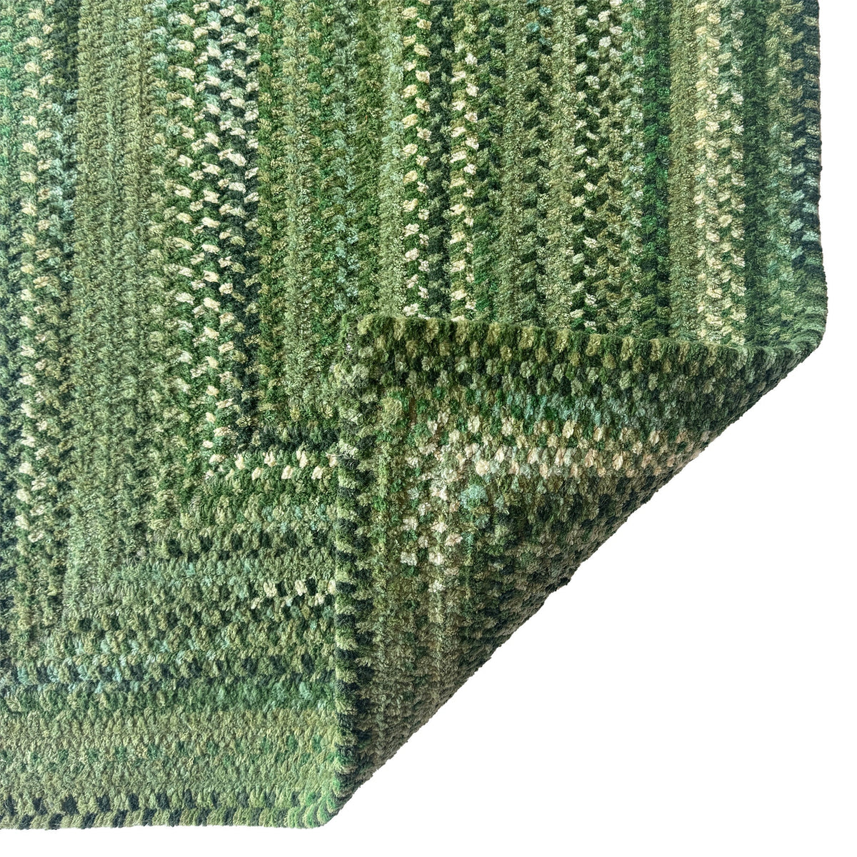 Cottonstone Balsam Green Braided Rug Concentric Rectangle image