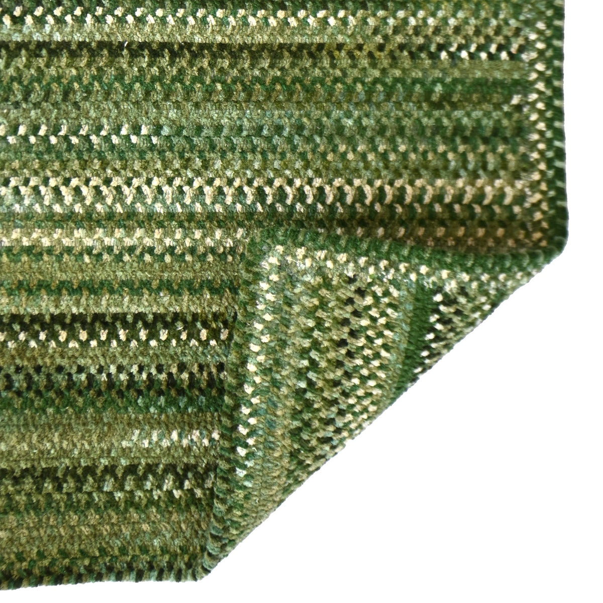 Cottonstone Balsam Green Braided Rug Vertical Stripe Rectangle image
