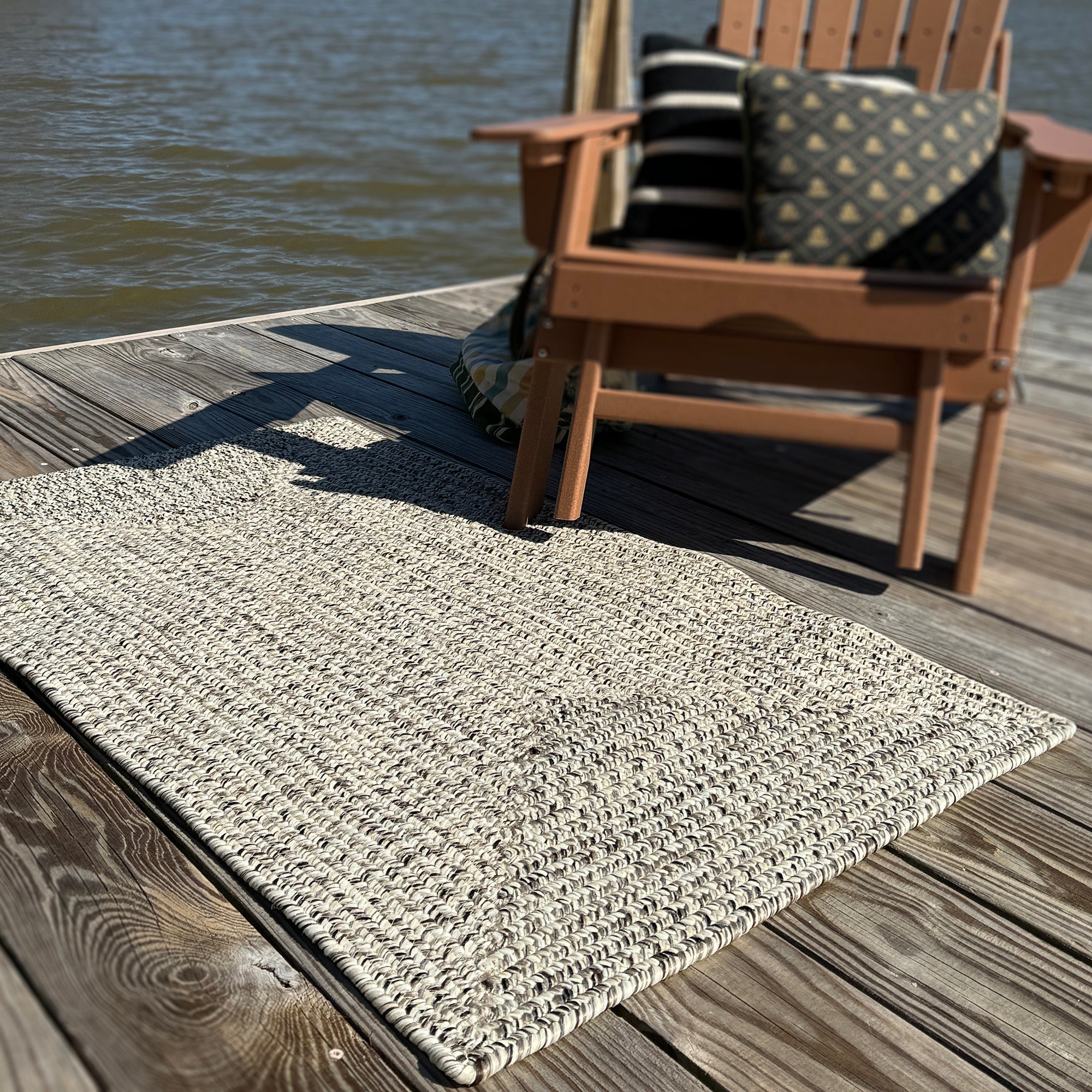 Dockside Driftwood Braided Rug Concentric Rectangle image