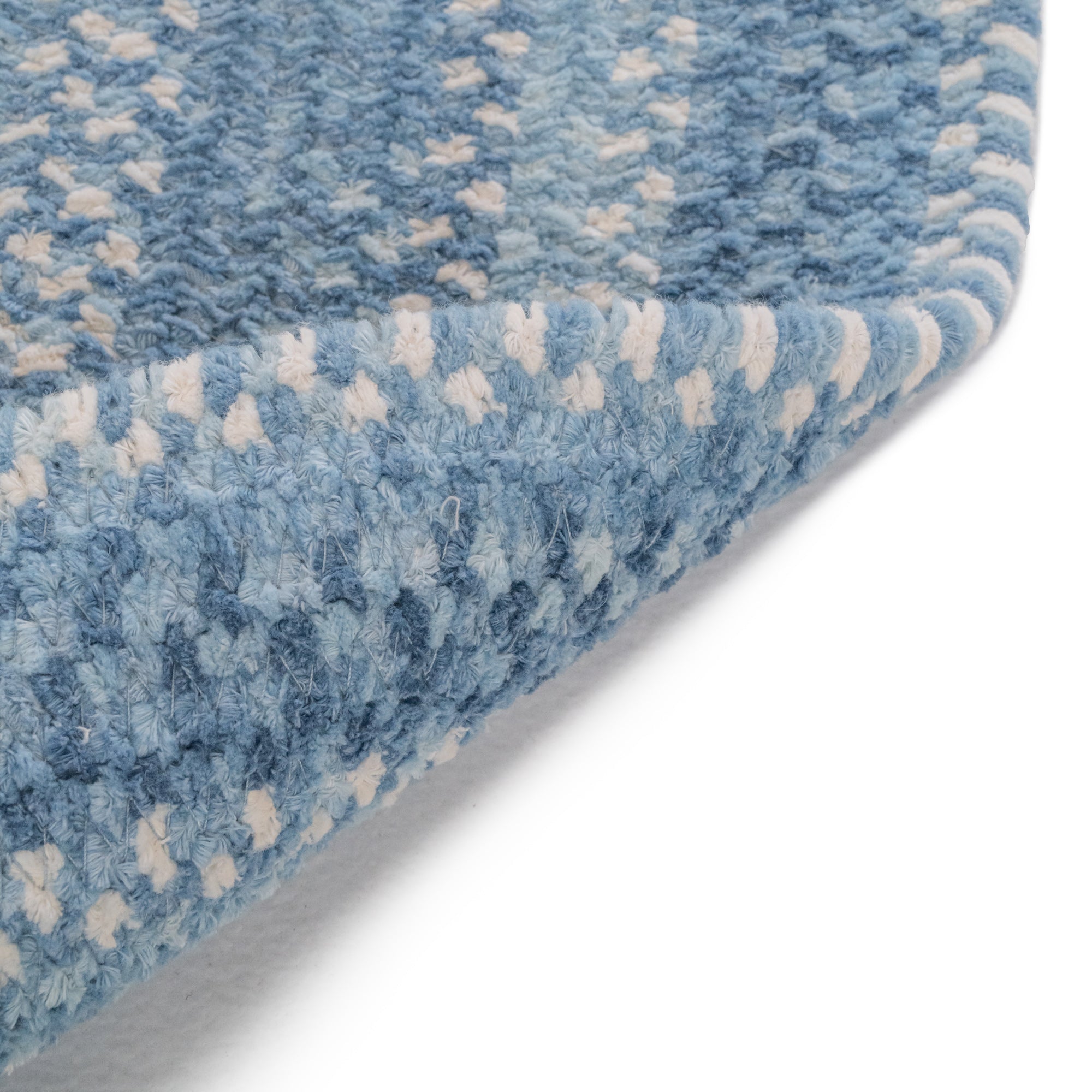 Bambini Cloud Blue Braided Rug Round image