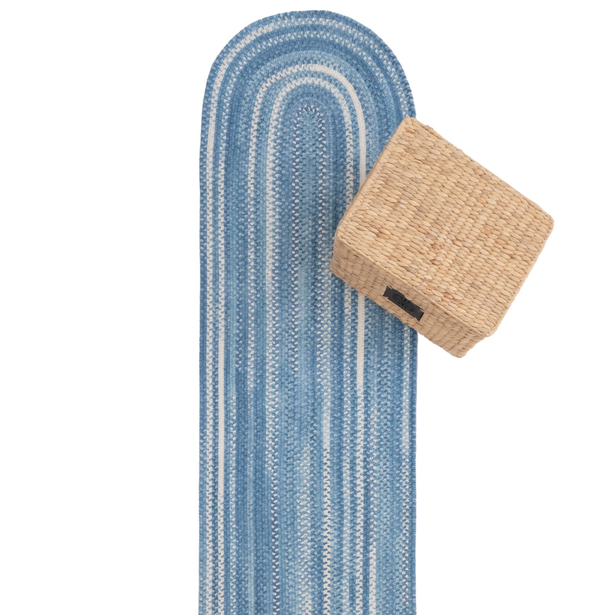 Bambini Cloud Blue Braided Rug Oval image