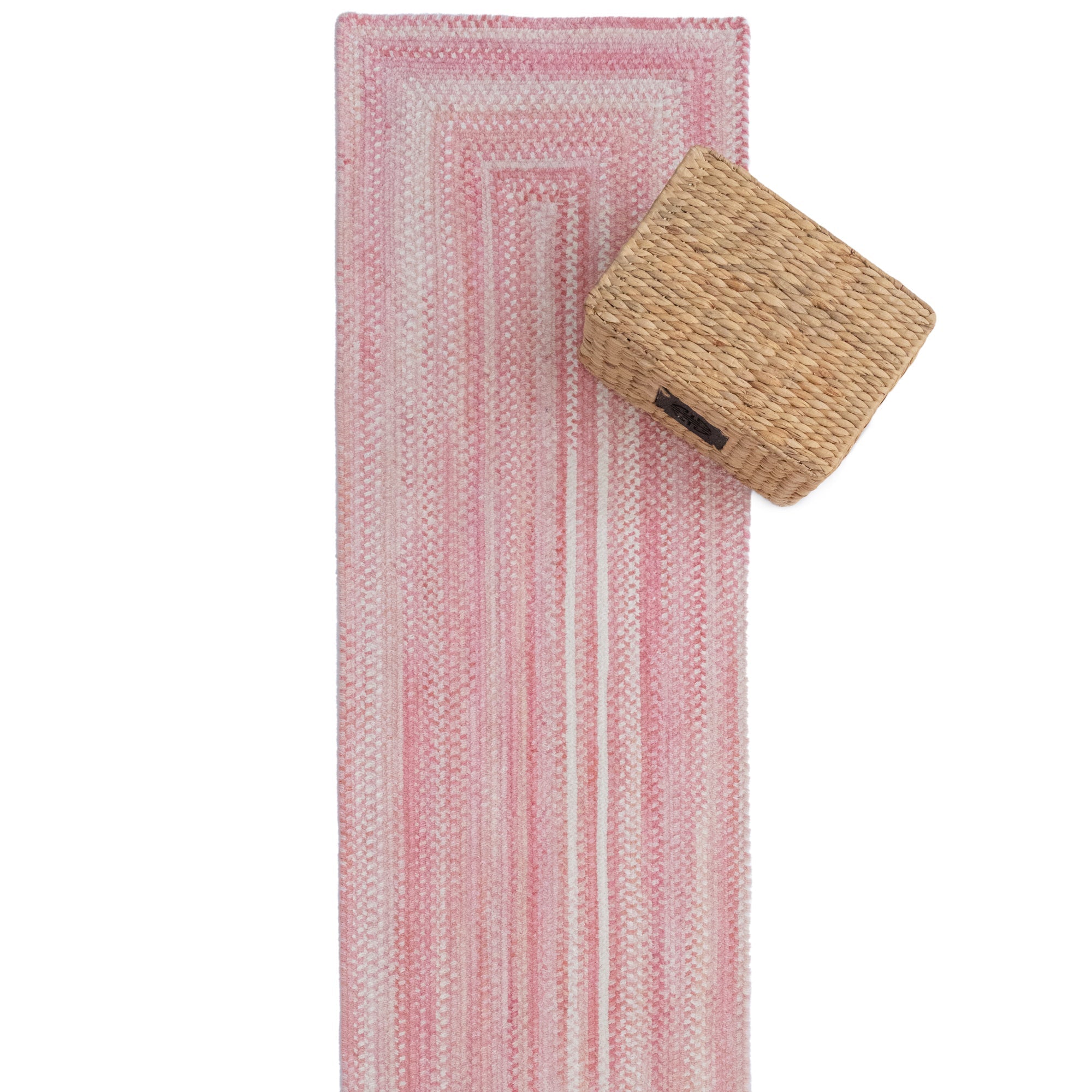 Bambini Pretty In Pink Braided Rug Concentric Rectangle image
