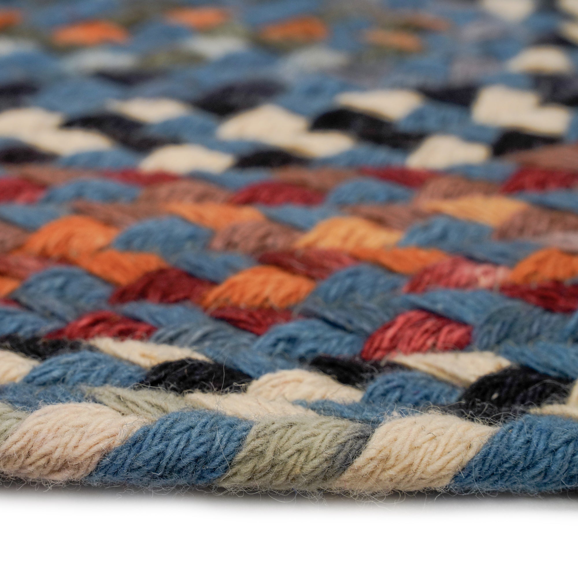 Plymouth Colony Blue Braided Rug Round image