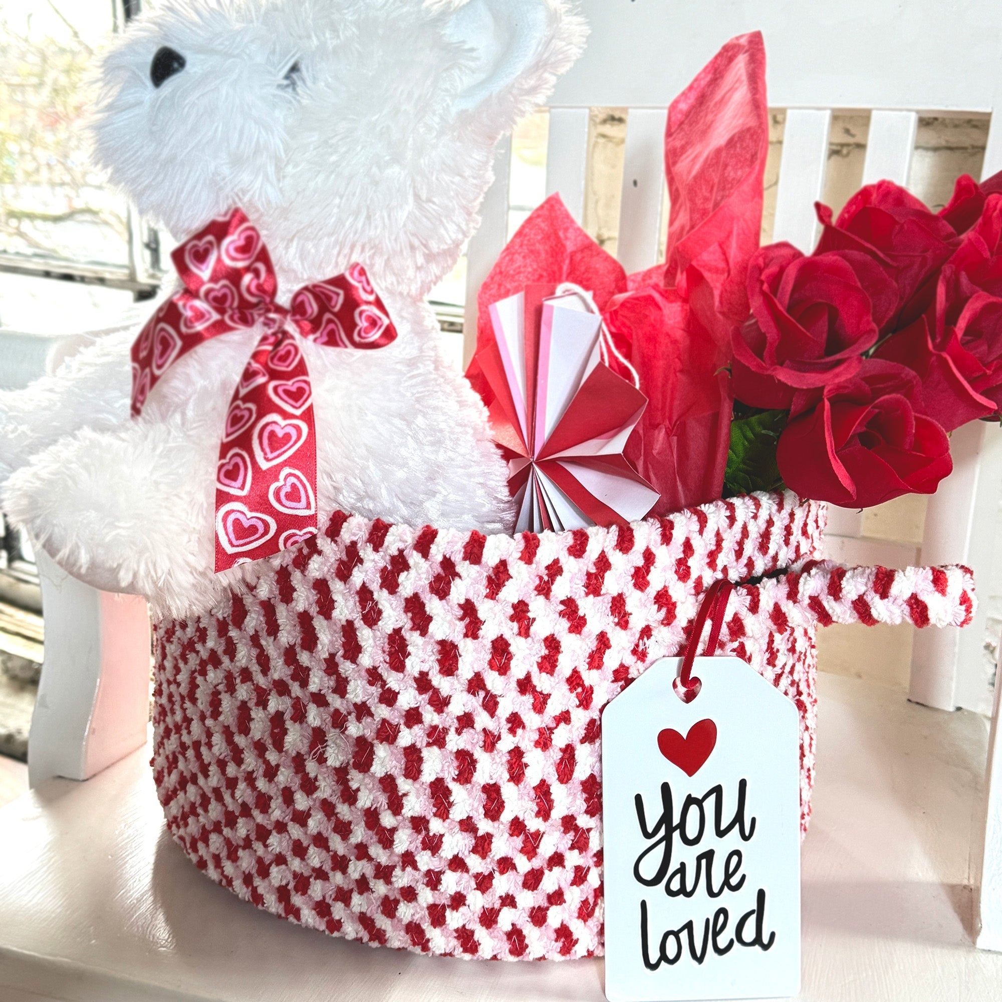 Happy Holidays-Valentine Valentine Braided Rug Basket image