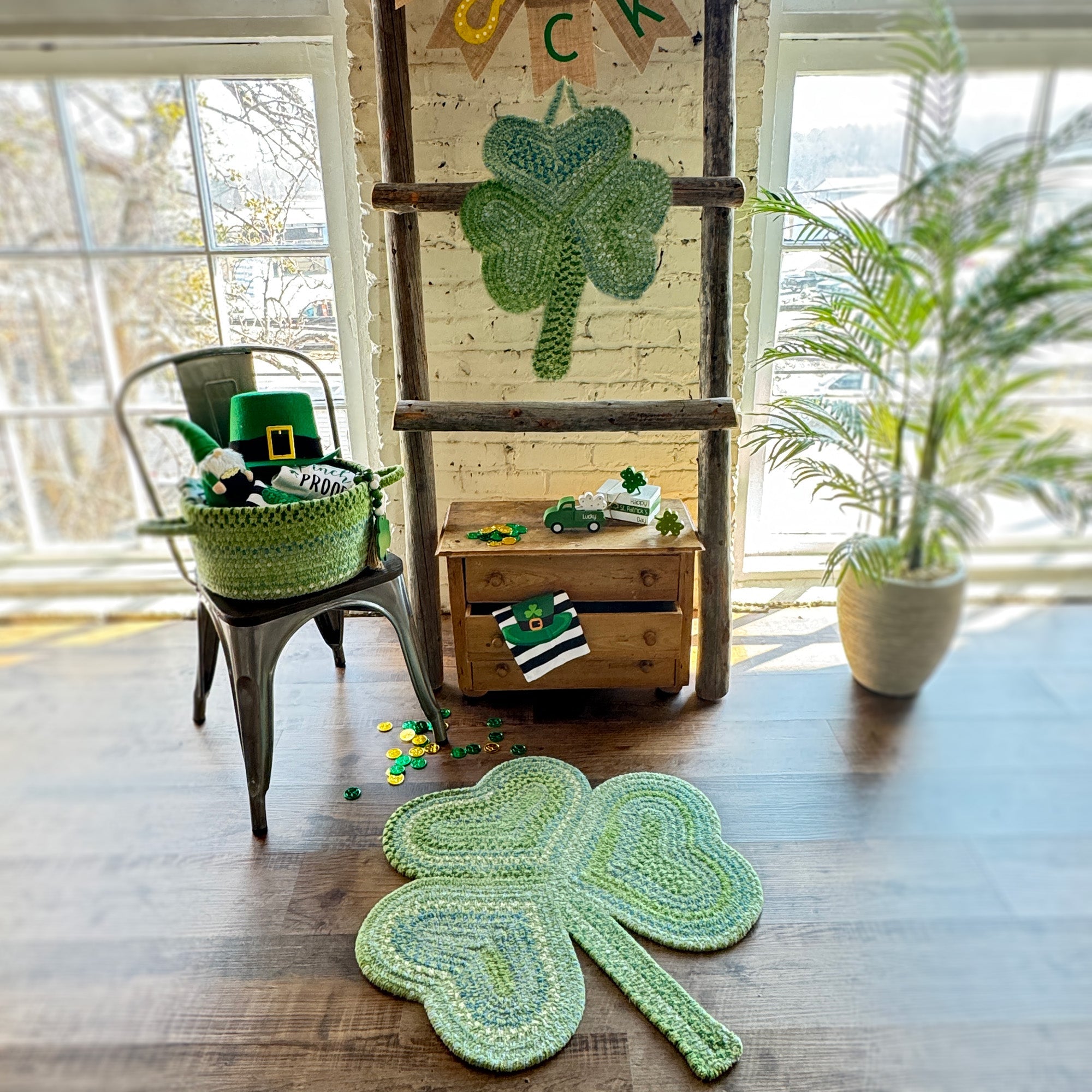 Happy Holidays-St. Patrick's Clover Braided Rug Wedge image