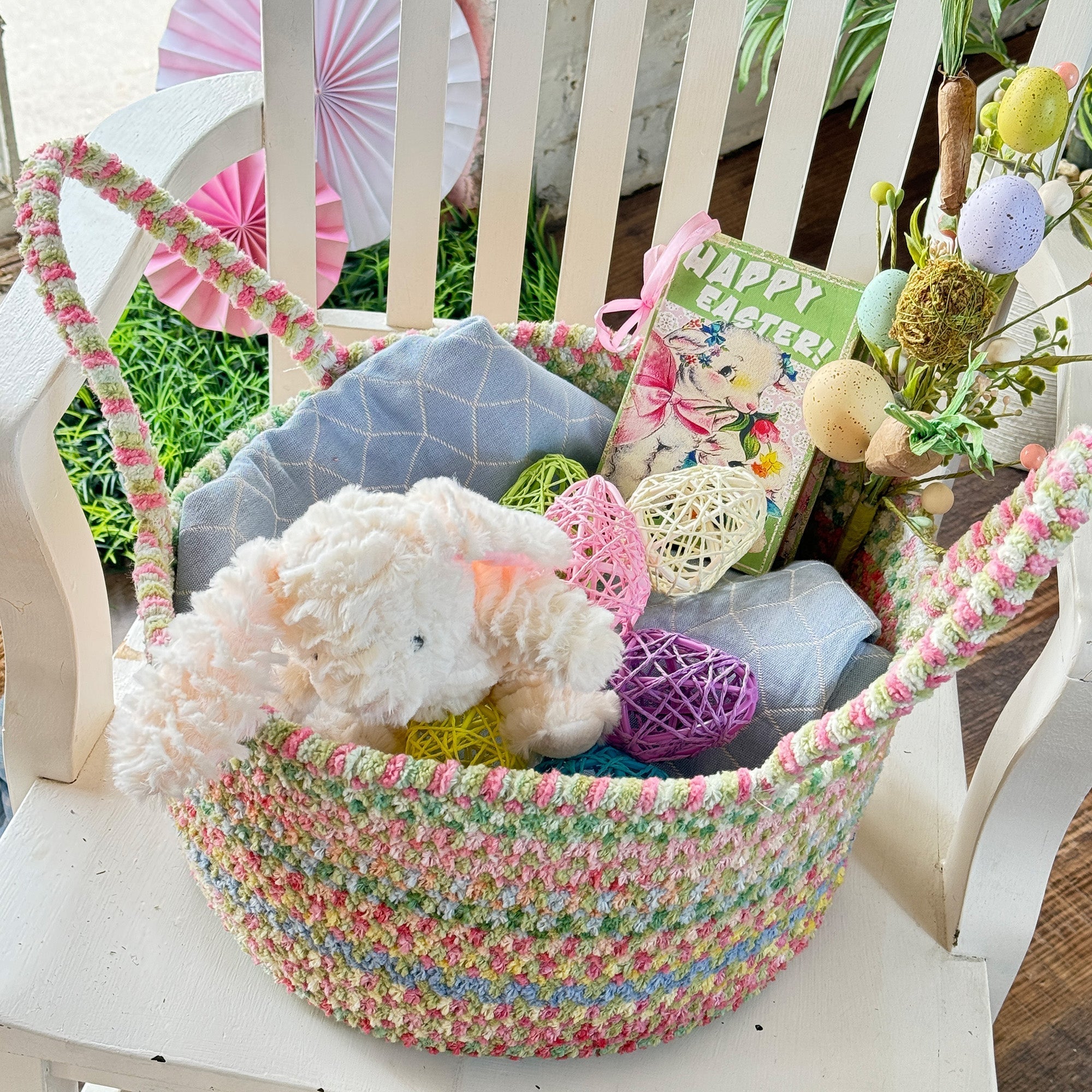 Happy Holidays-Easter Grass Braided Rug Basket image