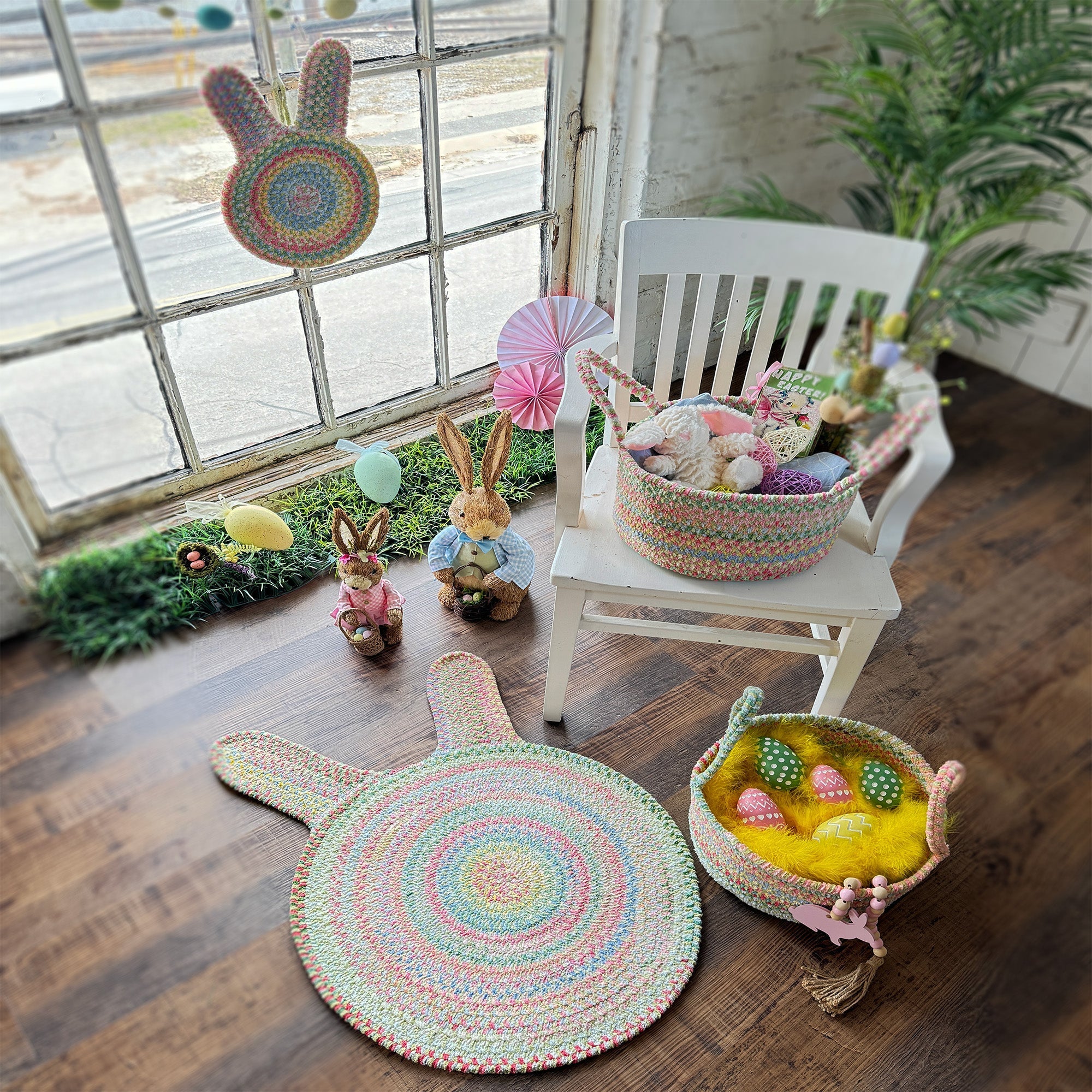 Happy Holidays-Easter Grass Braided Rug Round image