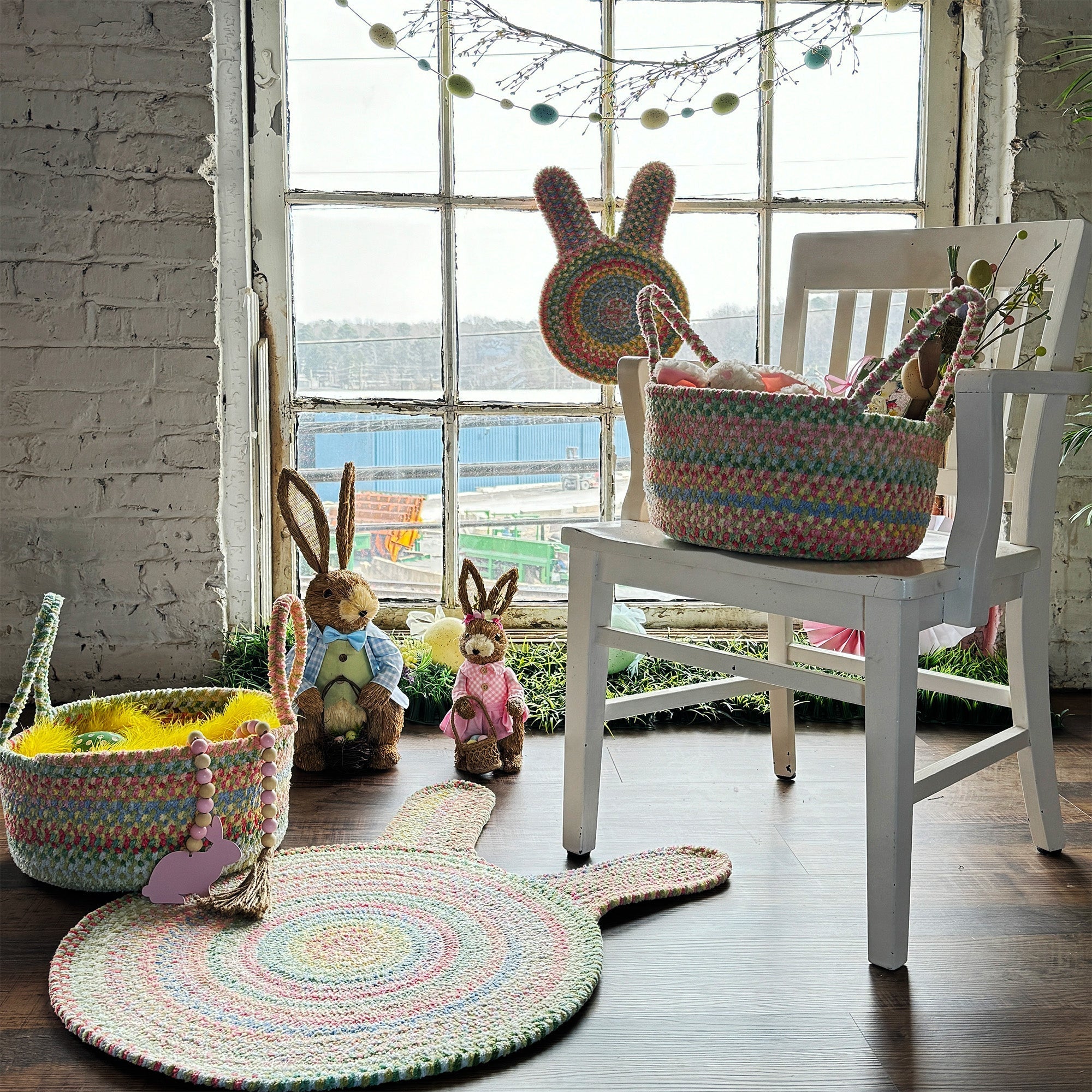 Happy Holidays-Easter Grass Braided Rug Round image