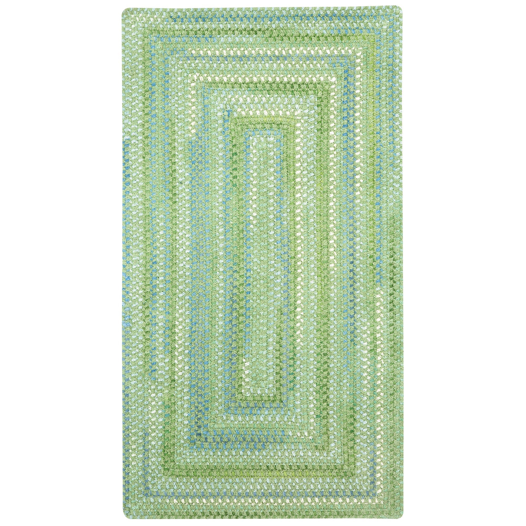 Sailor Boy Sea Monster Green Braided Rug Concentric Rectangle image