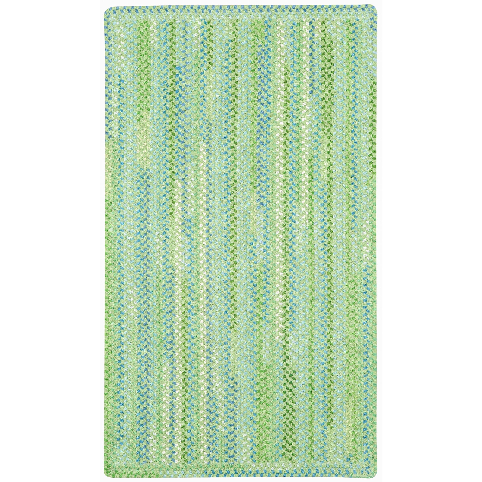 Sailor Boy Sea Monster Green Braided Rug Vertical Stripe Rectangle image