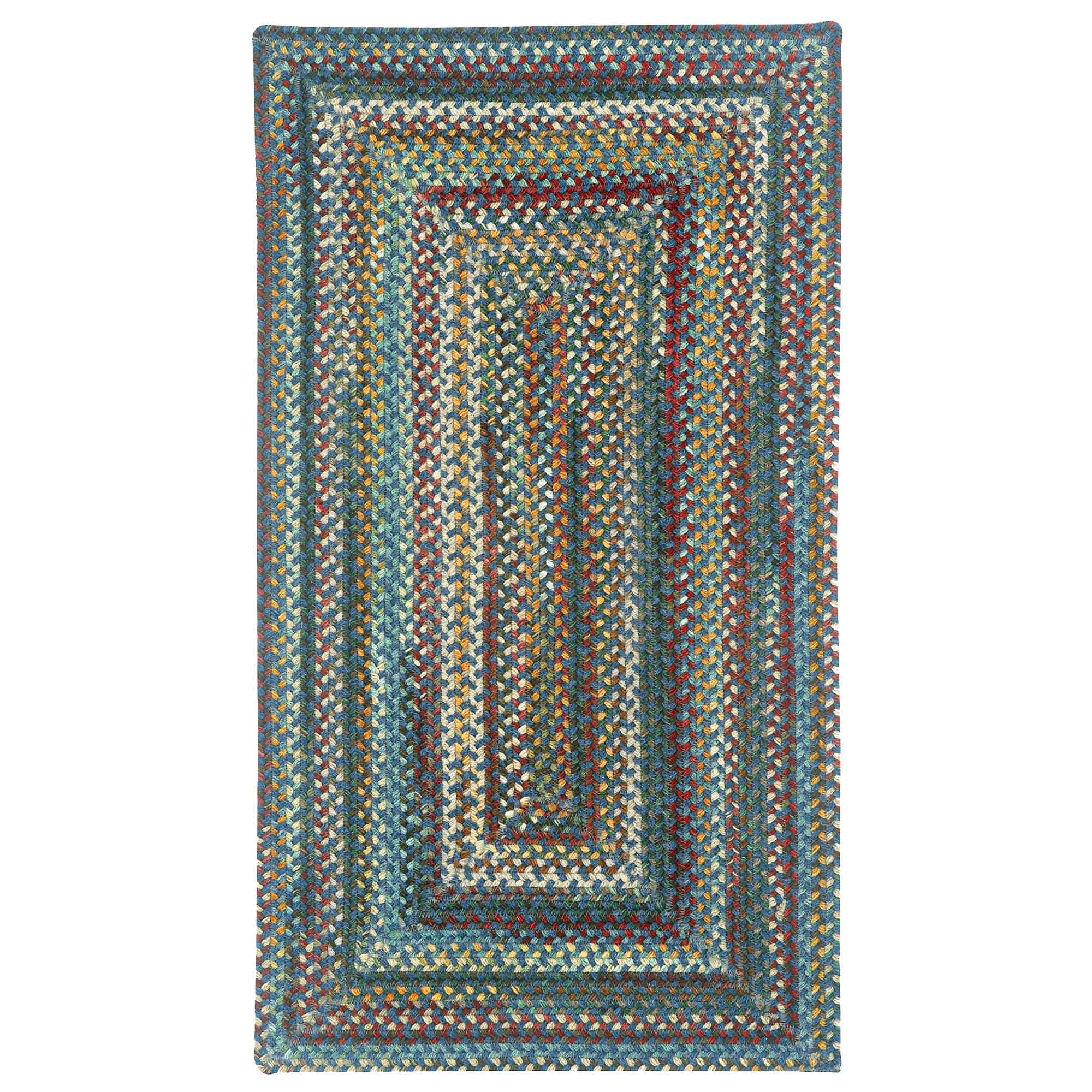 Bear Creek Deep Blue Braided Rug Concentric Rectangle image