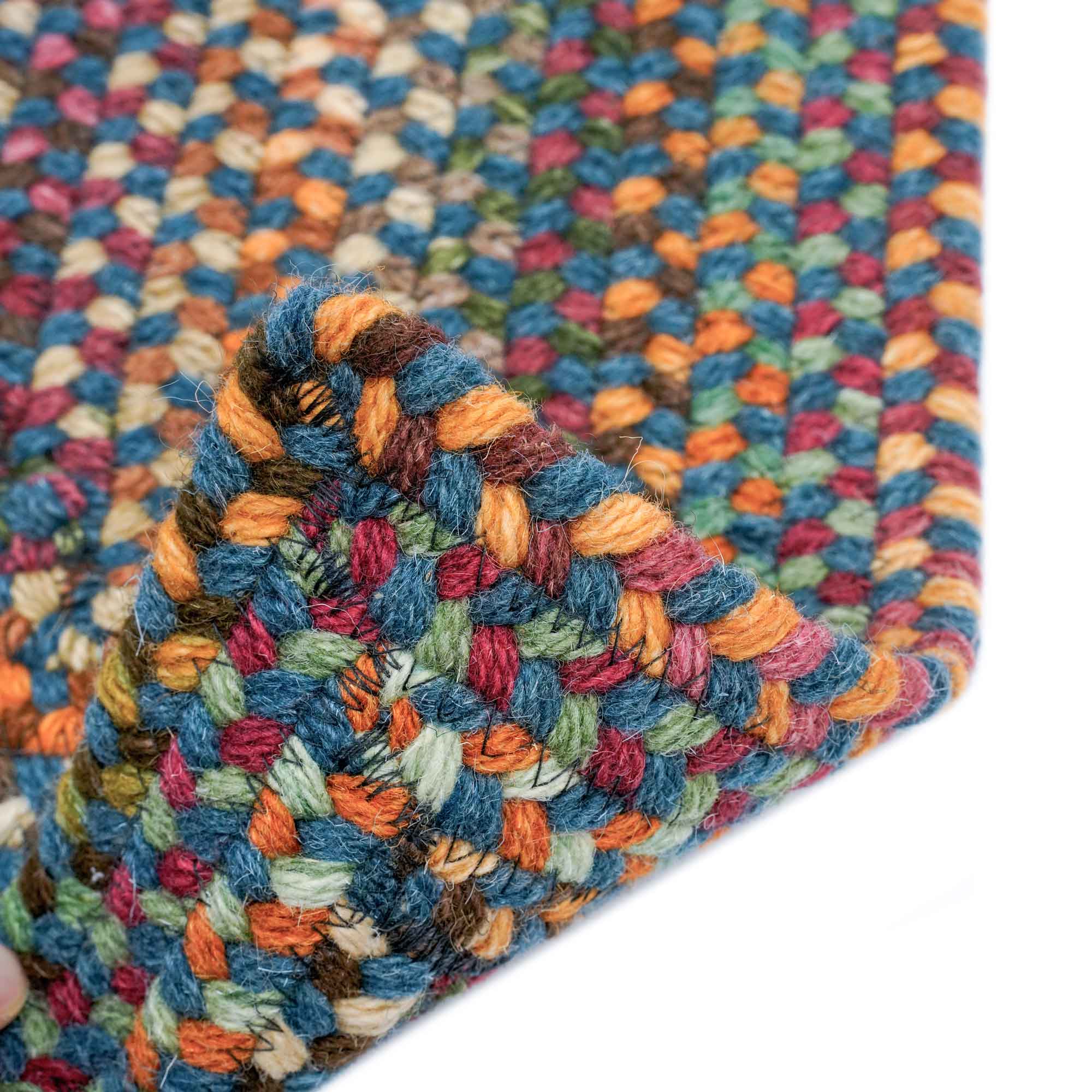 Bear Creek Deep Blue Braided Rug Cross Sewn Rectangle image