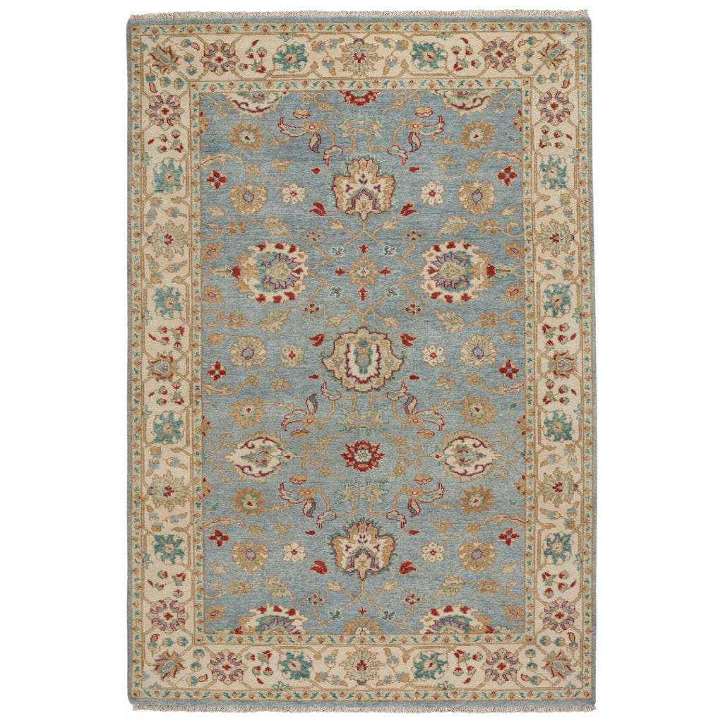 Ashia Azure Ivory Hand Knotted Rug Rectangle image